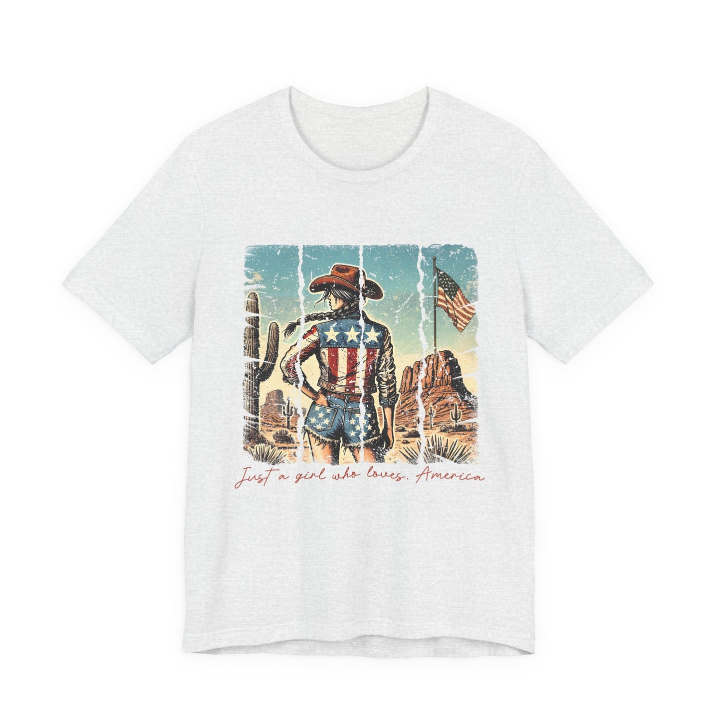 Patriotic Cowgirl Tee — "Just a Girl Who Loves America"