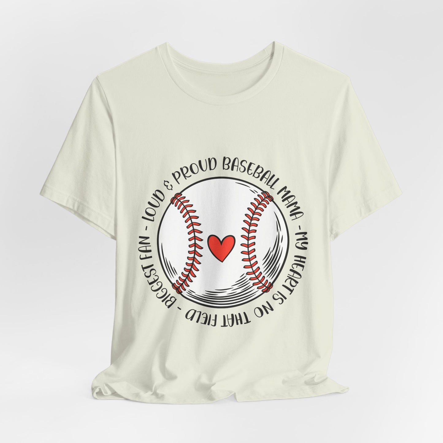 Baseball Mom Tee – Proud Baseball Mama Graphic Shirt (Heart & Stitch Design)