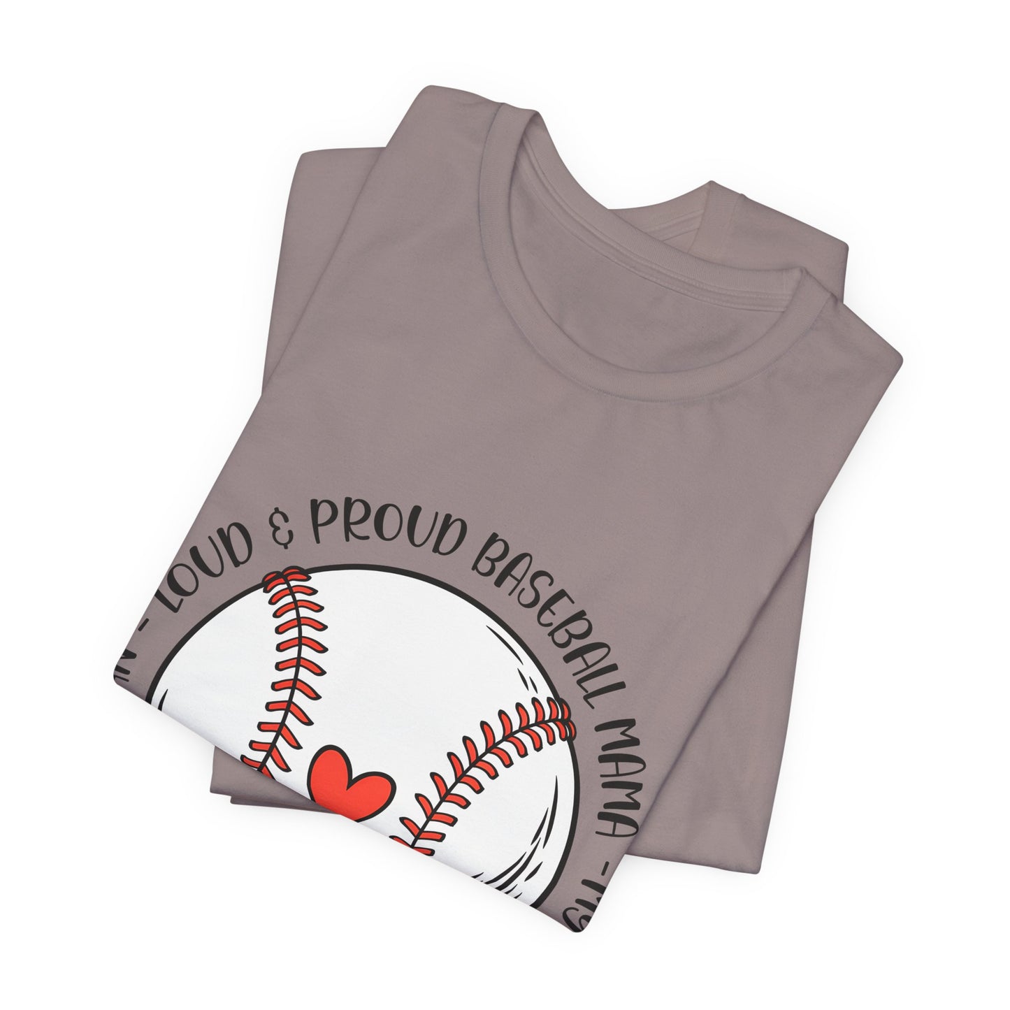 Baseball Mom Tee – Proud Baseball Mama Graphic Shirt (Heart & Stitch Design)