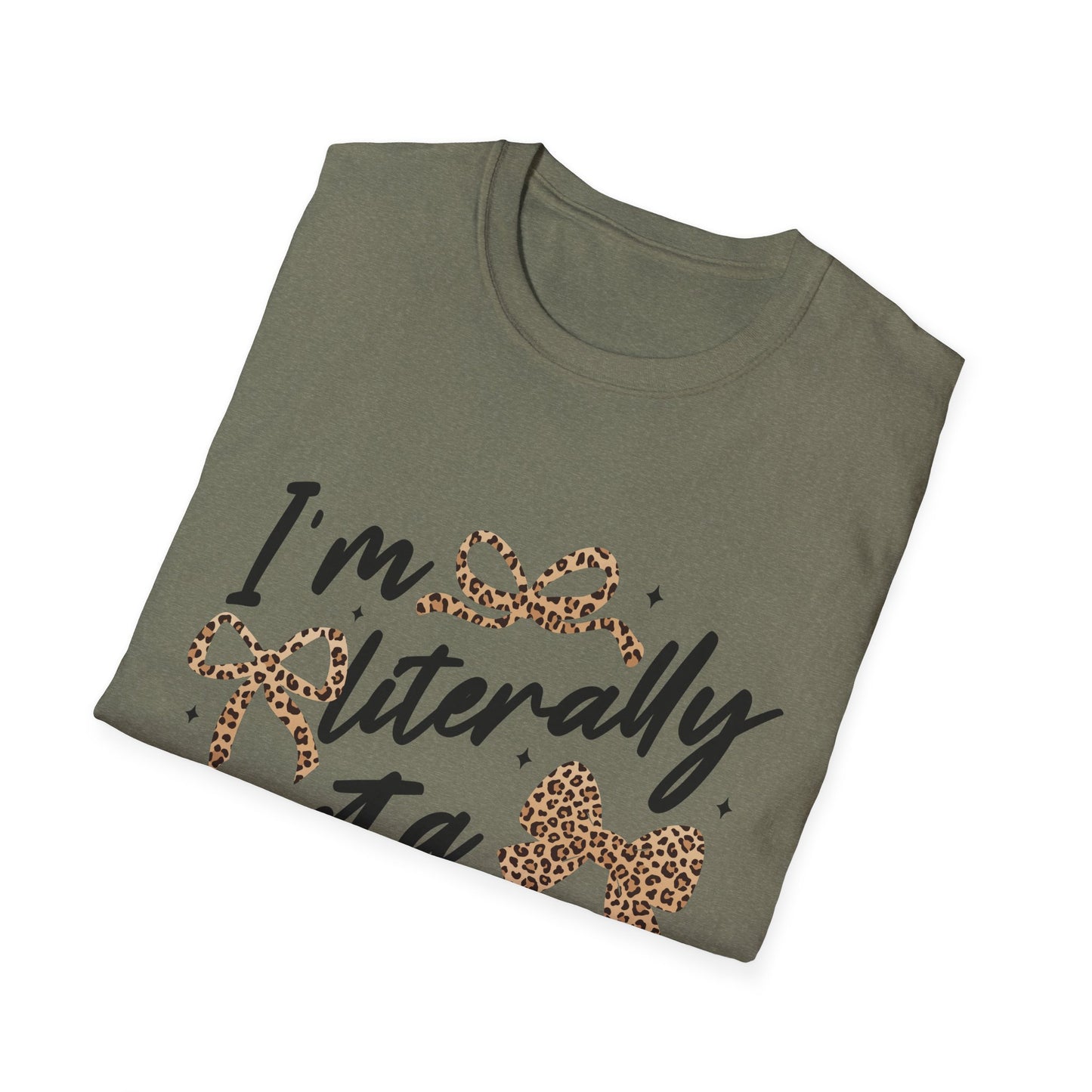 Teacher Graphic Tee — "I'm Literally Just a Teacher" Leopard Bow