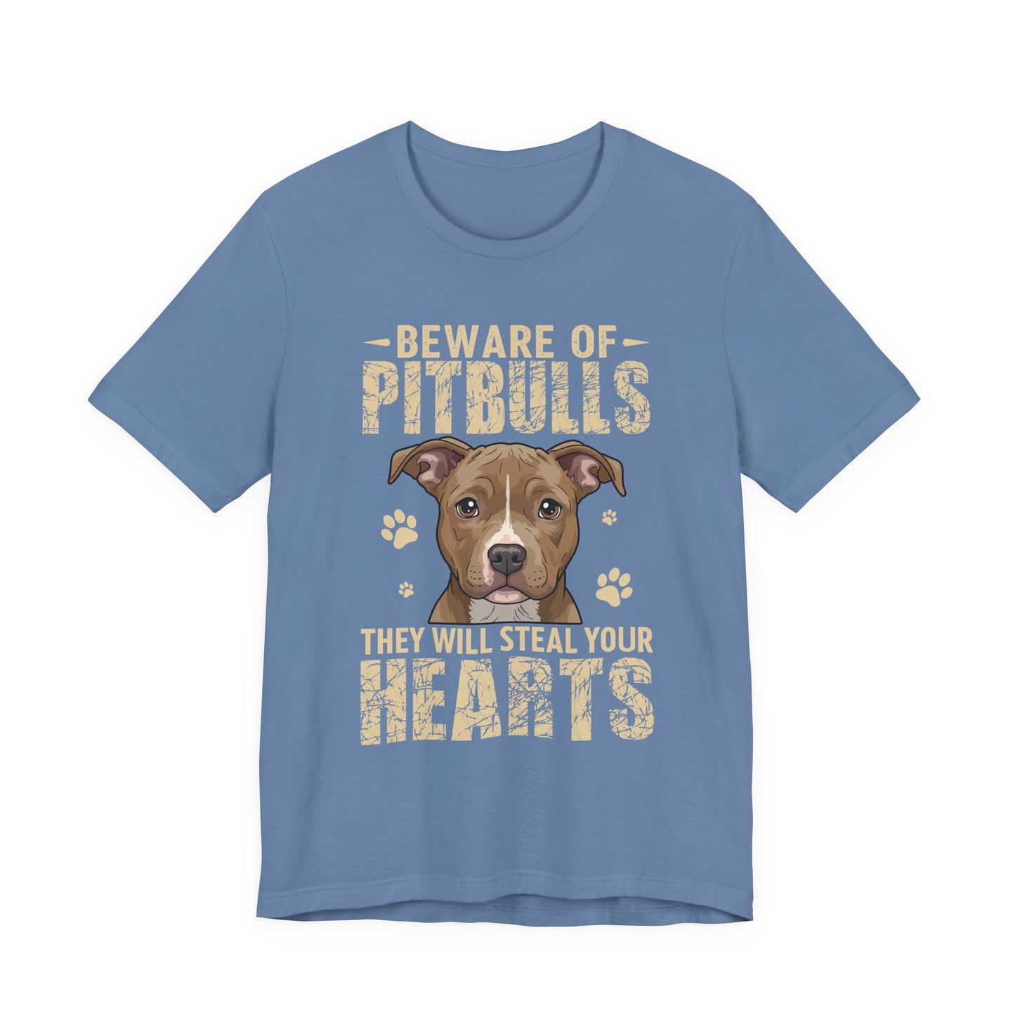 Pitbull Lover T-Shirt — "Beware of Pitbulls They Will Steal Your Hearts" Cute Dog Tee