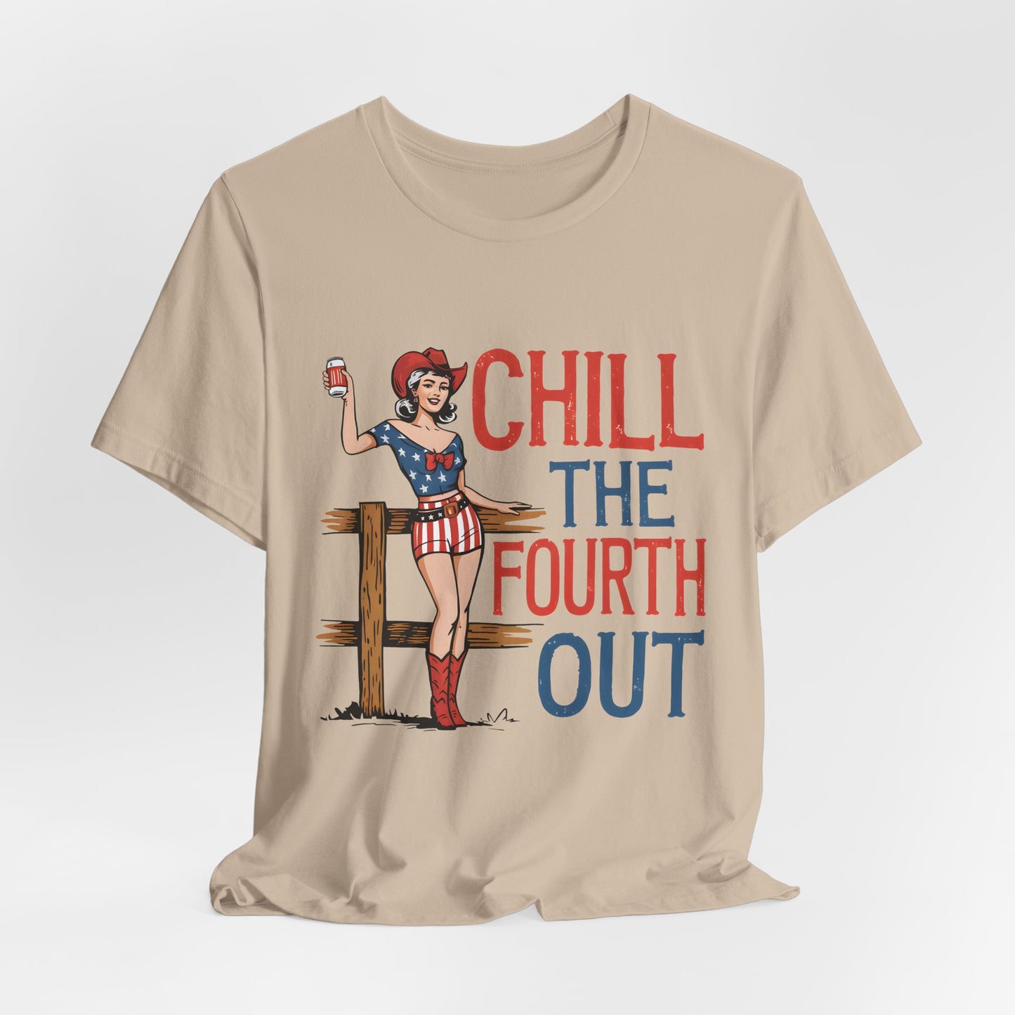 Fourth of July Tee - "Chill the Fourth Out" Vintage Pinup Patriotic Shirt