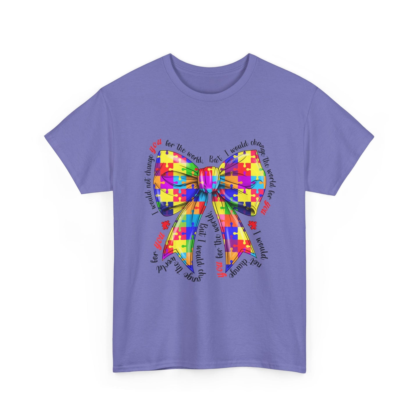 Autism Puzzle Ribbon Tee — Colorful Awareness Bow Shirt
