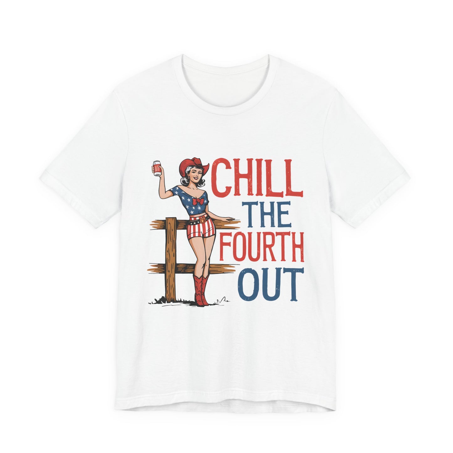 Fourth of July Tee - "Chill the Fourth Out" Vintage Pinup Patriotic Shirt