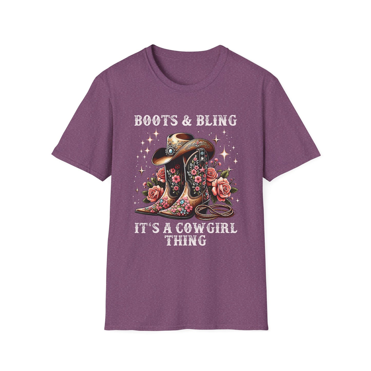 Cowgirl T-Shirt — "Boots & Bling" Floral Western Tee