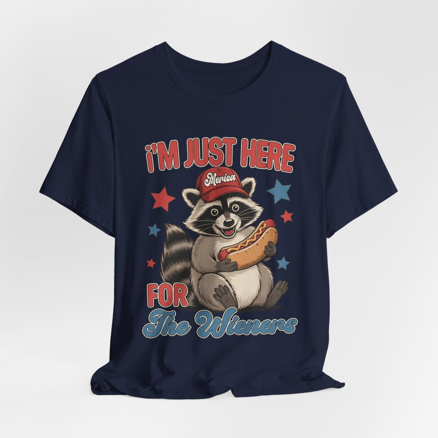 Patriotic Raccoon Hot Dog Tee — “I'm Just Here For The Winans” Graphic T-Shirt