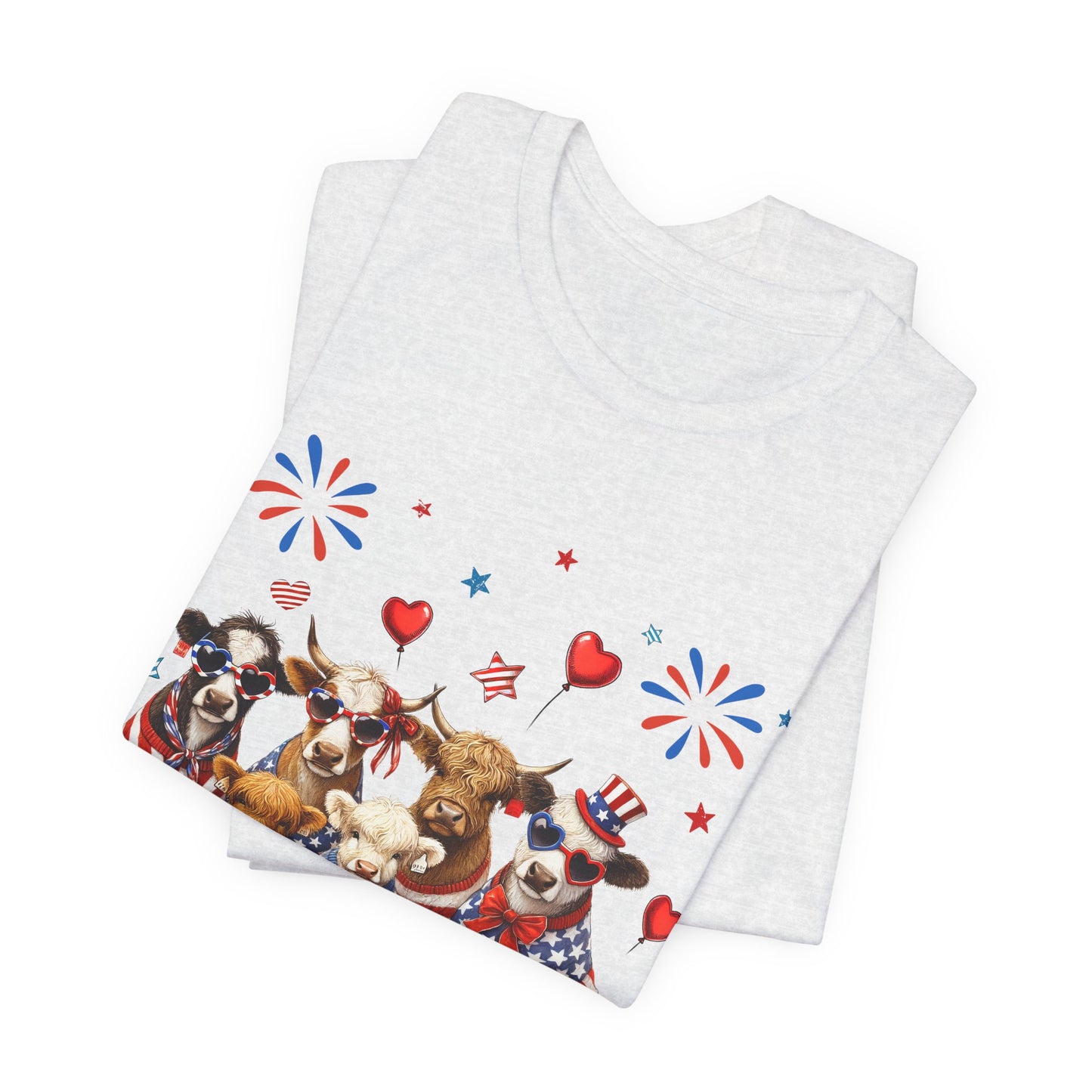Patriotic CowsT-Shirt — Cute Cows in USA Outfit 4th of July Tee