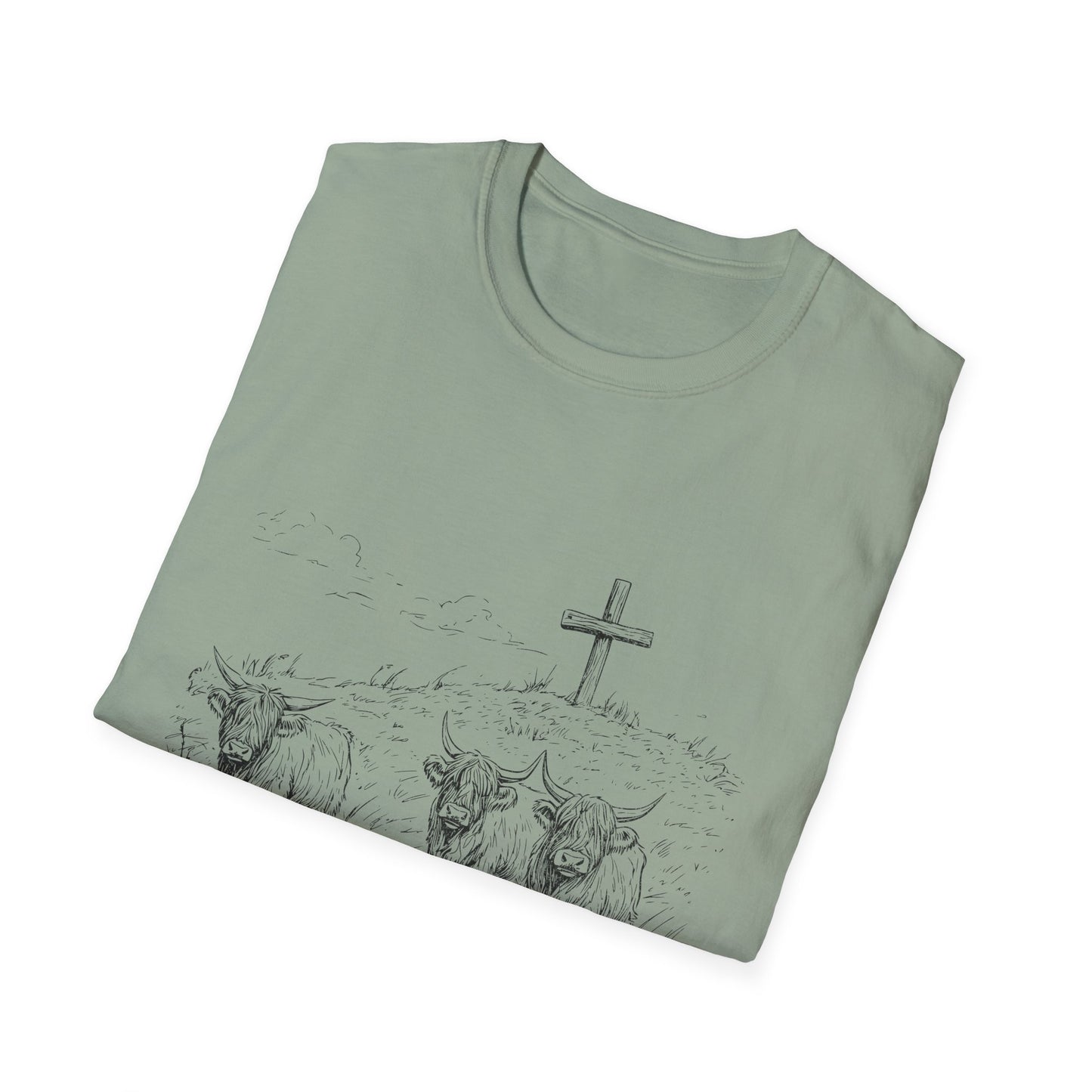 Christian Cross & Oxen T-Shirt — “Follow the Sword, Not the Herd” Faith Graphic Tee