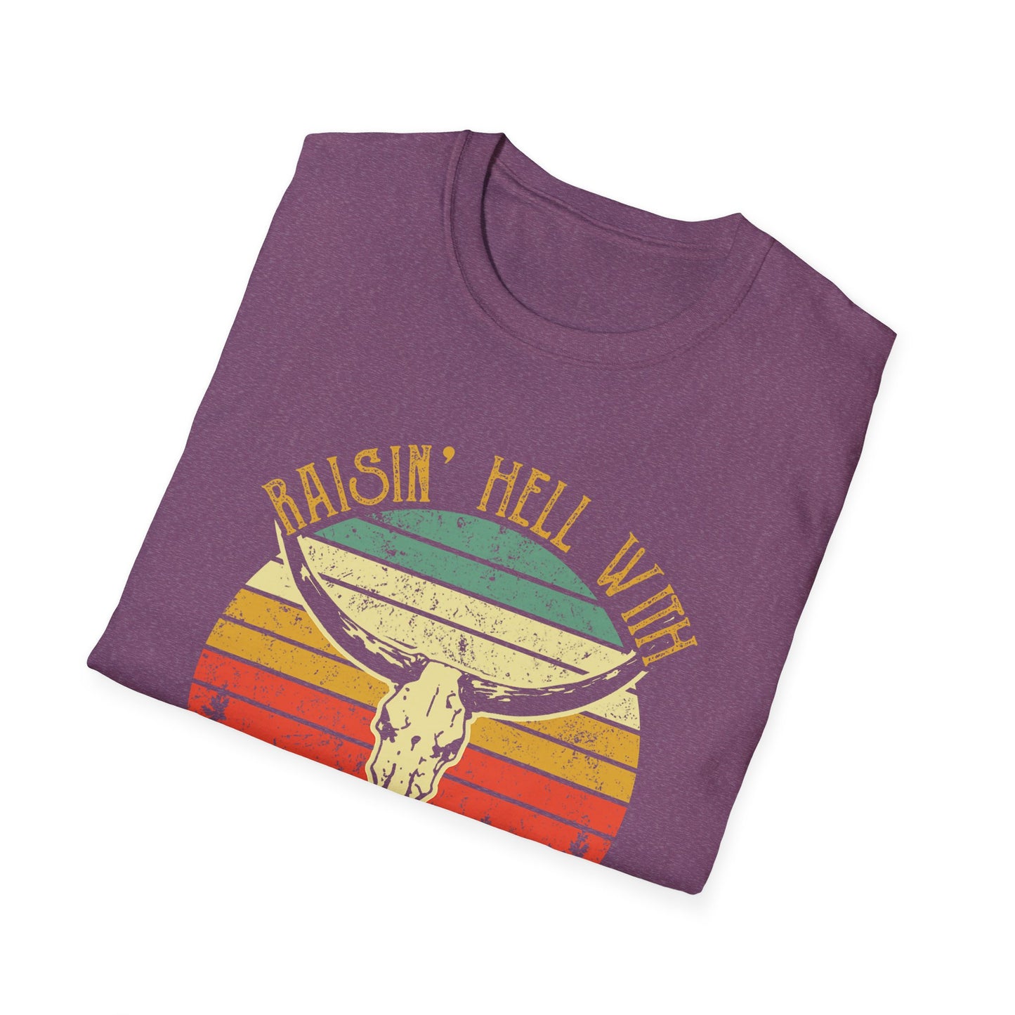 T-Shirt — Raisin' Hell With The Hippies And The Cowboys Vintage Skull Graphic
