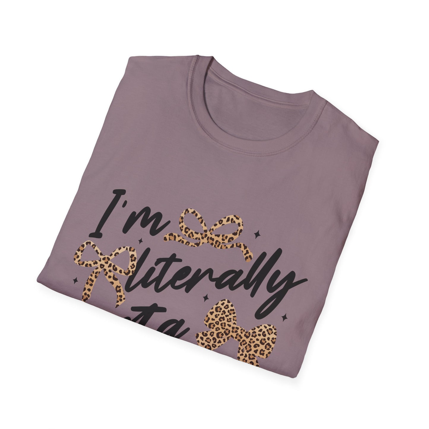 Teacher Graphic Tee — "I'm Literally Just a Teacher" Leopard Bow