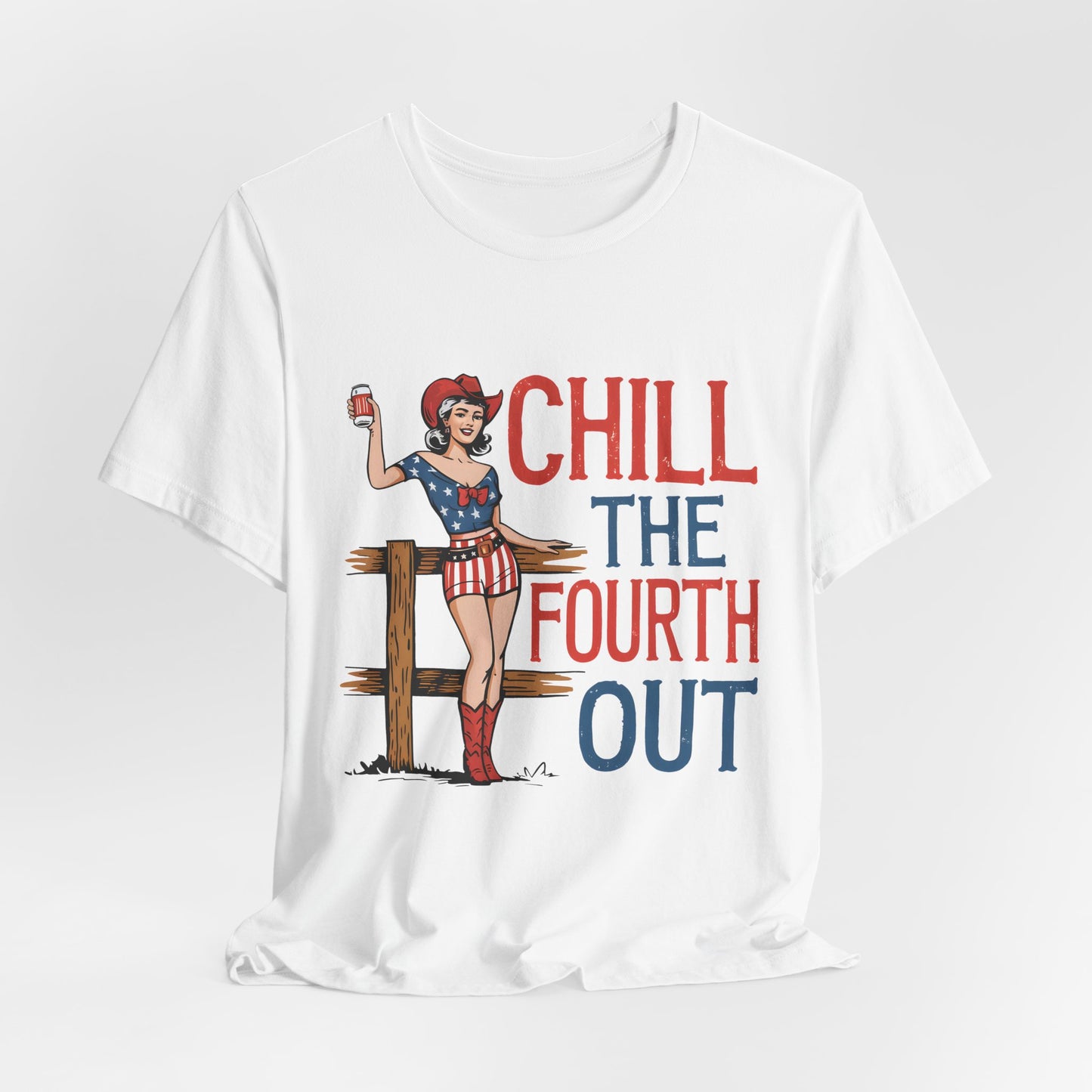 Fourth of July Tee - "Chill the Fourth Out" Vintage Pinup Patriotic Shirt