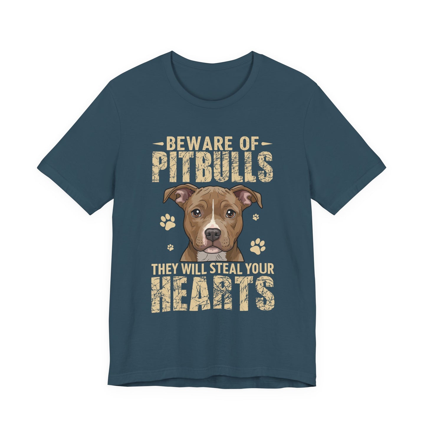 Pitbull Lover T-Shirt — "Beware of Pitbulls They Will Steal Your Hearts" Cute Dog Tee