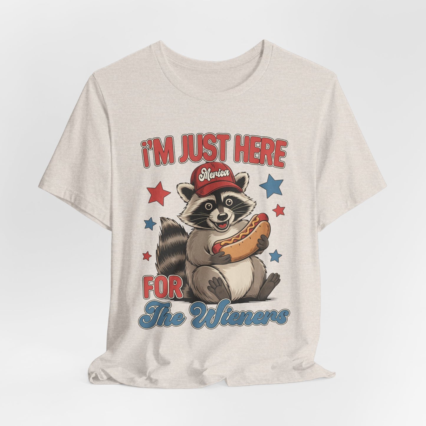 Patriotic Raccoon Hot Dog Tee — “I'm Just Here For The Winans” Graphic T-Shirt