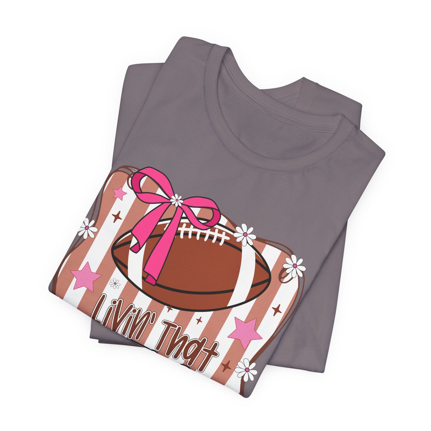 Football Mom Life T-Shirt — Pink Bow Football Mom Tee