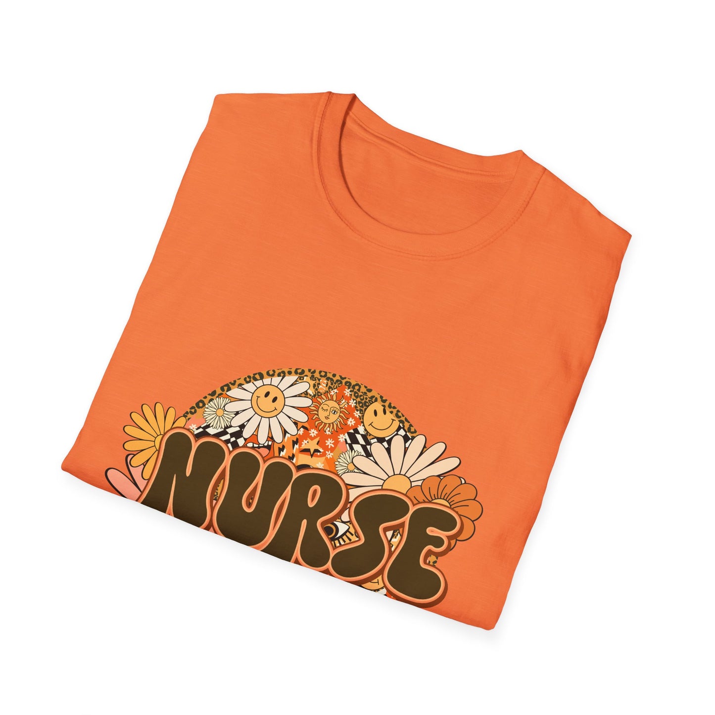 Retro Floral 'Nurse' T-Shirt — 70s Vintage Daisy Design for Nurses