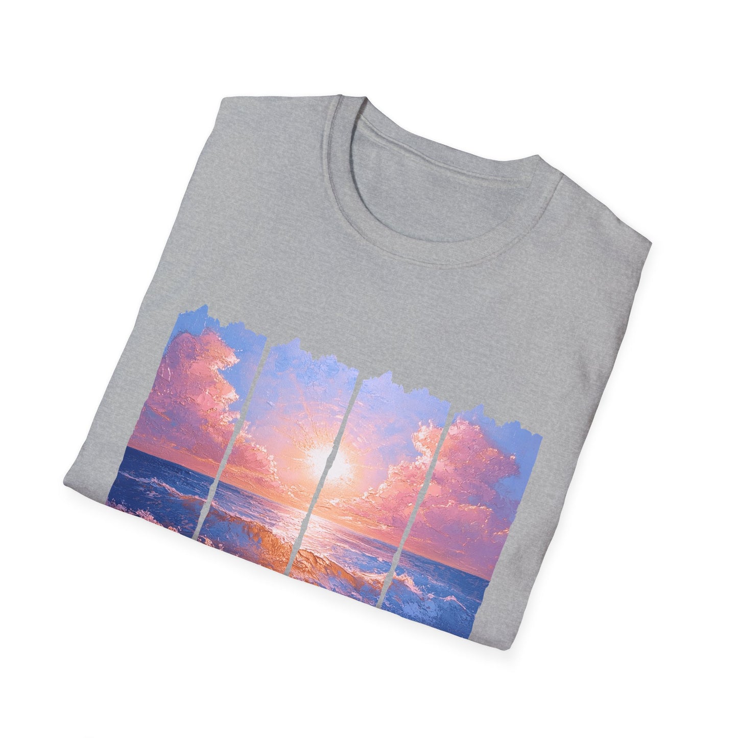 Sunset Ocean Panel T-Shirt — "Pray Without Ceasing" Inspirational Beach Tee