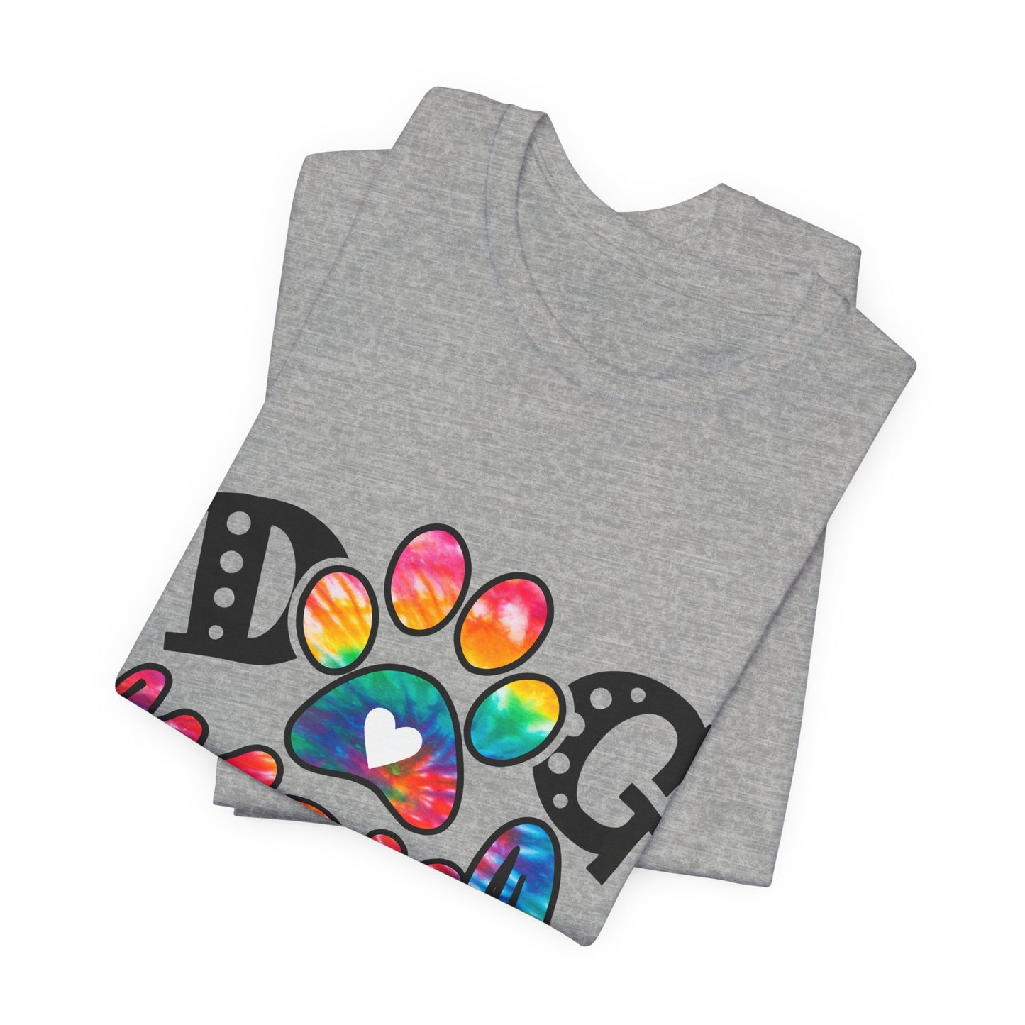 Dog Mom T-Shirt - Colorful Rainbow Paw Design