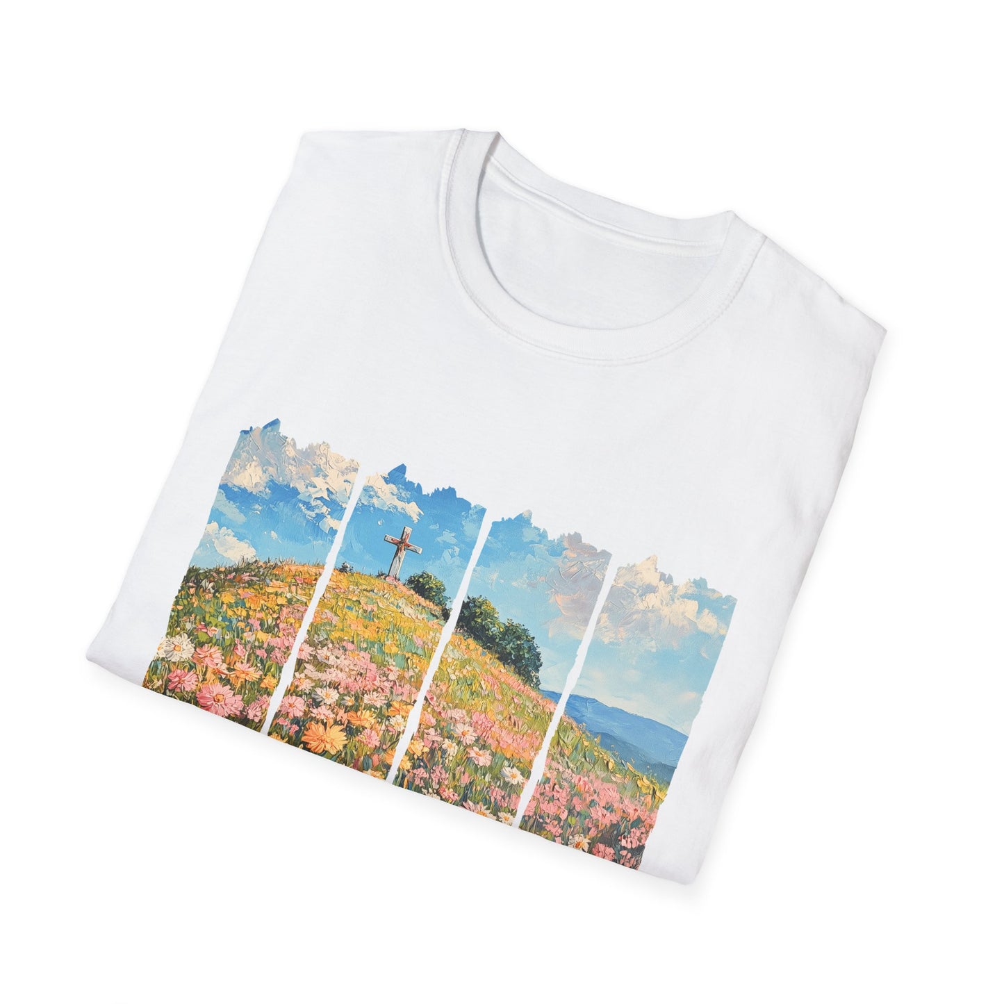Wildflower Hills Scenic Tee — 'Live in It' Landscape Graphic T-Shirt