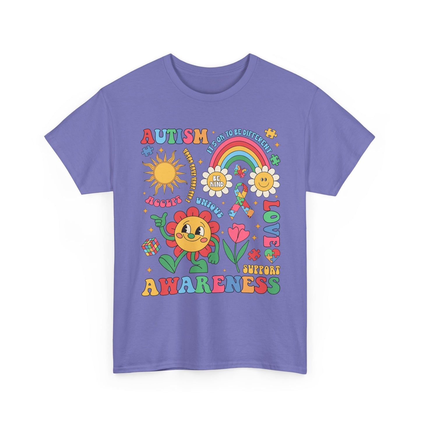 Autism Awareness Rainbow Floral Tee — Love, Support & Awareness T-Shirt