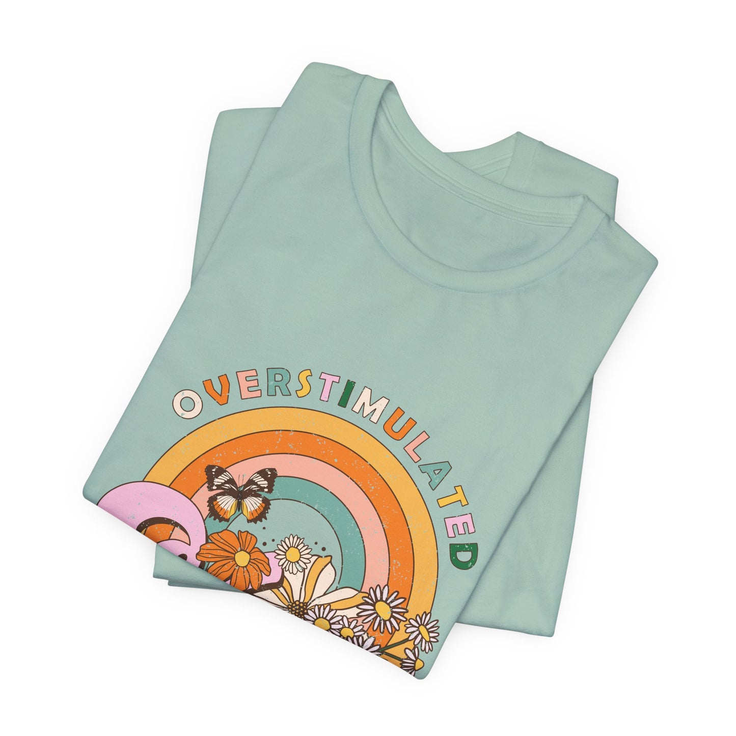 Overstimulated Moms Club Tee — Retro Rainbow Floral Mother's Day Shirt
