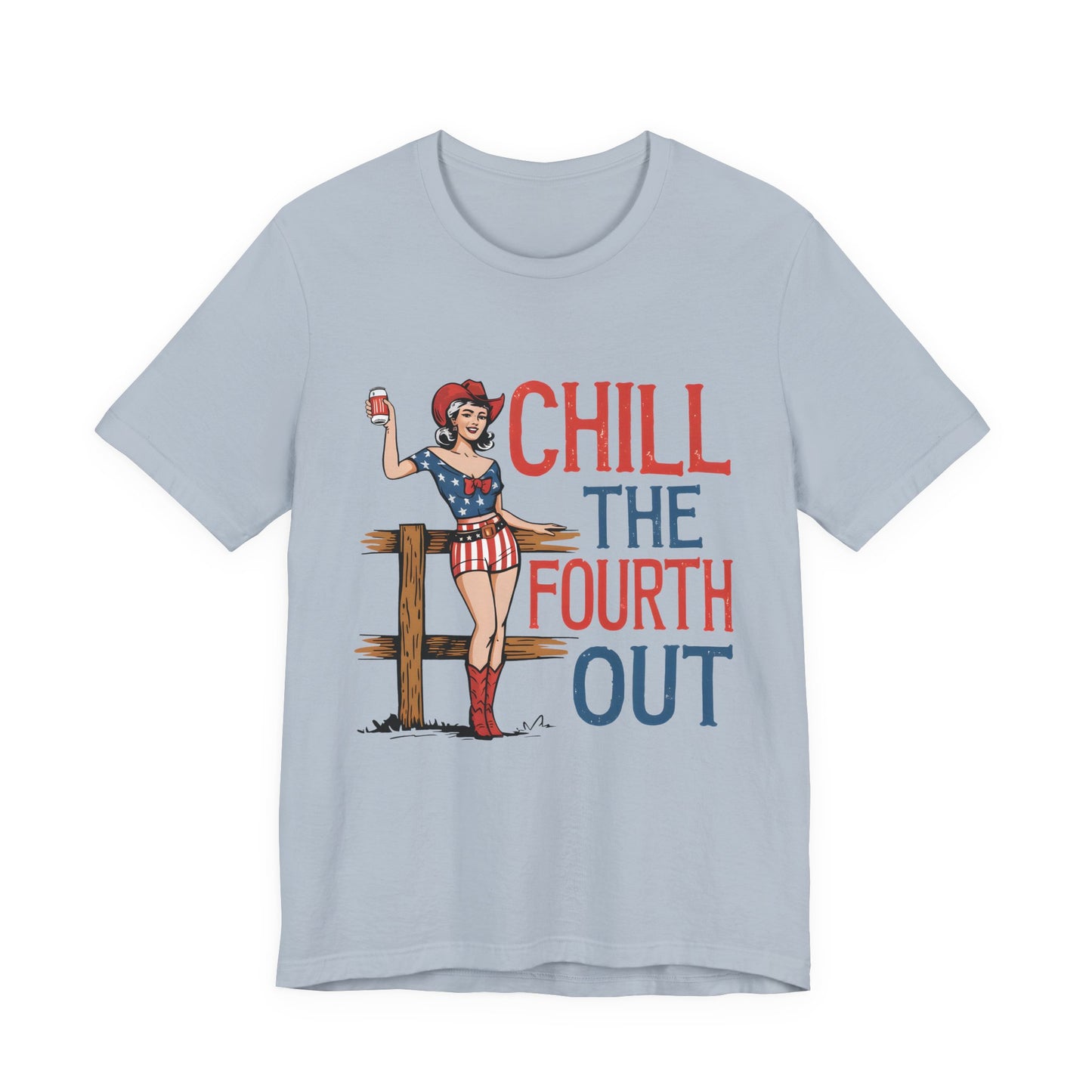 Fourth of July Tee - "Chill the Fourth Out" Vintage Pinup Patriotic Shirt