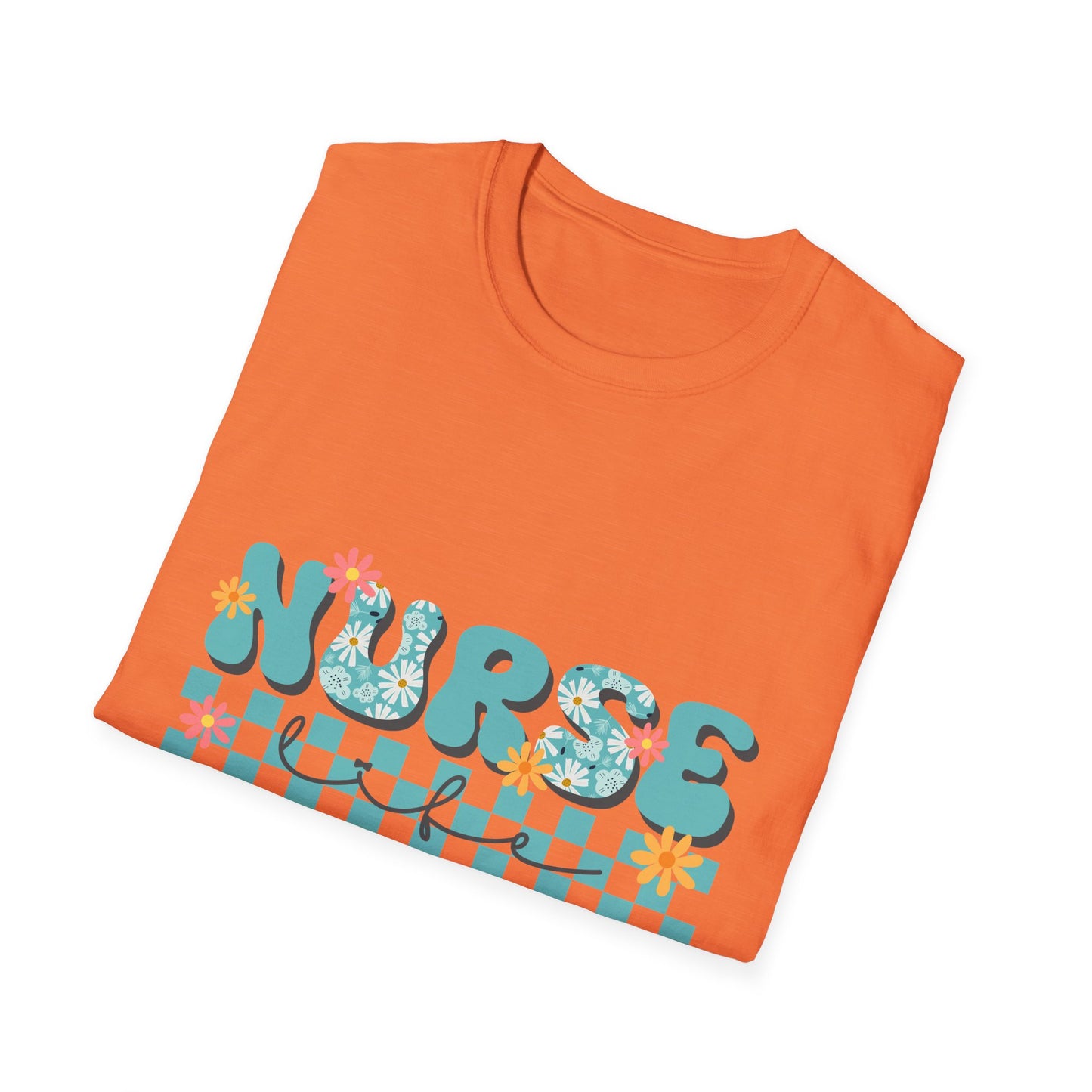 Nurse Floral Checkerboard T-Shirt