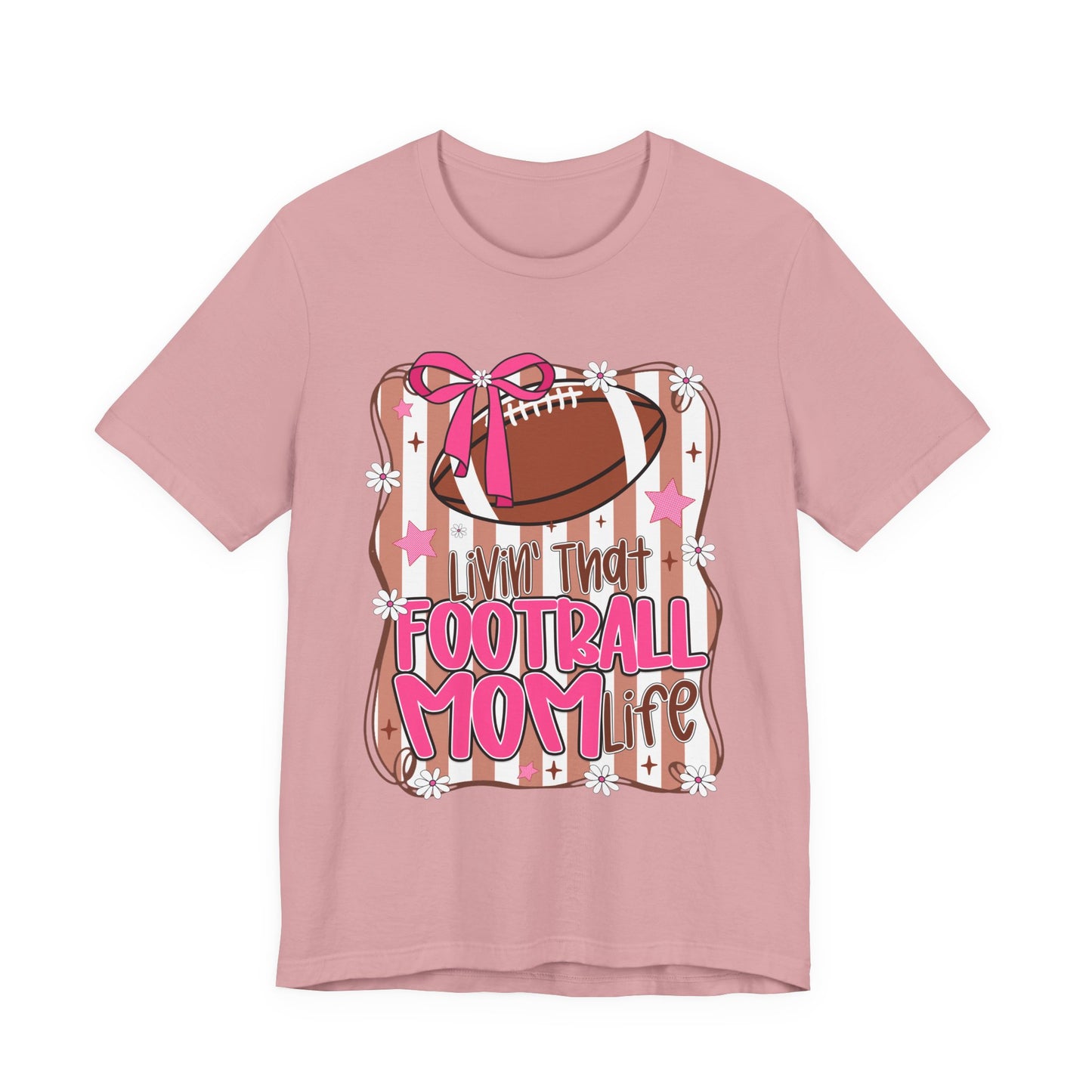 Football Mom Life T-Shirt — Pink Bow Football Mom Tee