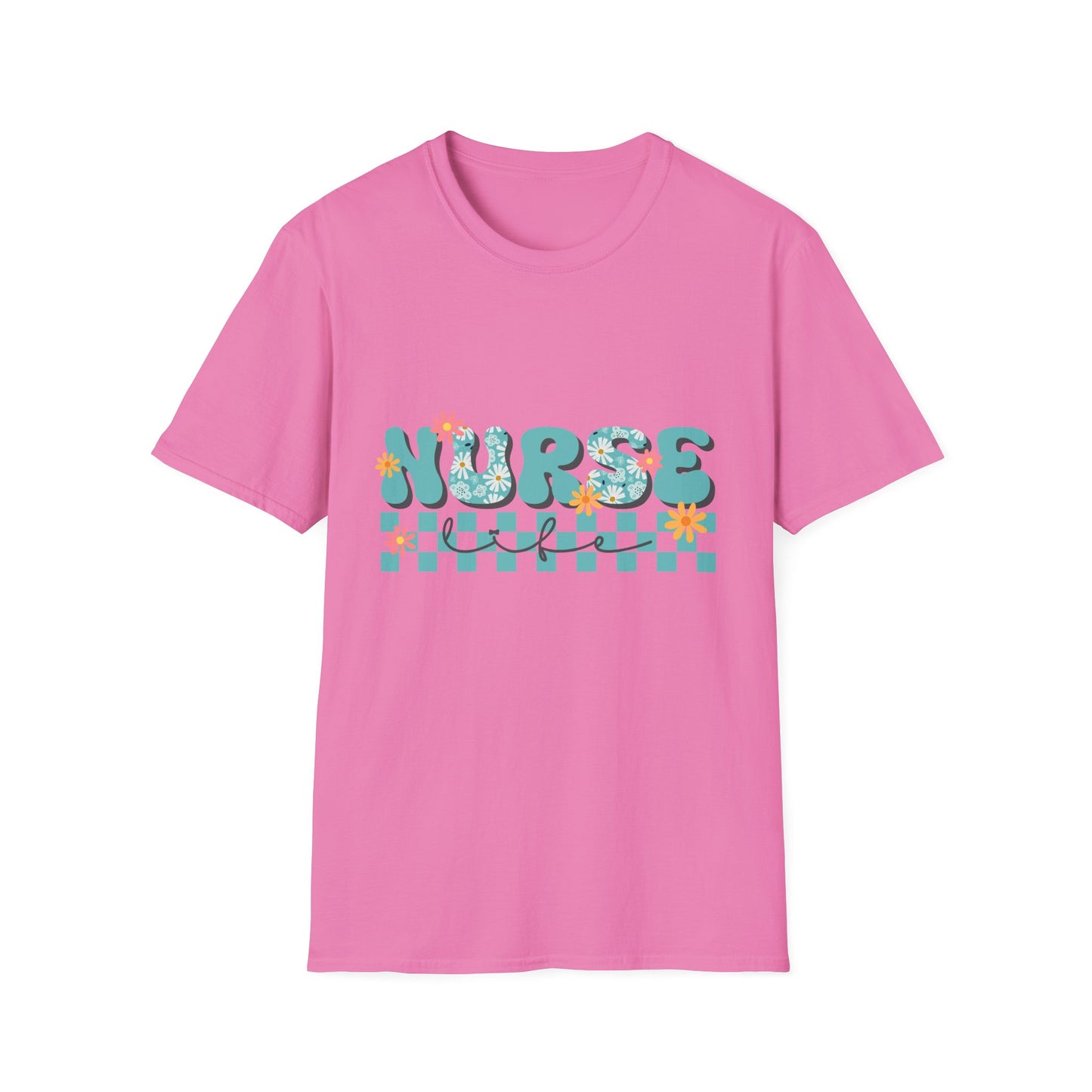 Nurse Floral Checkerboard T-Shirt