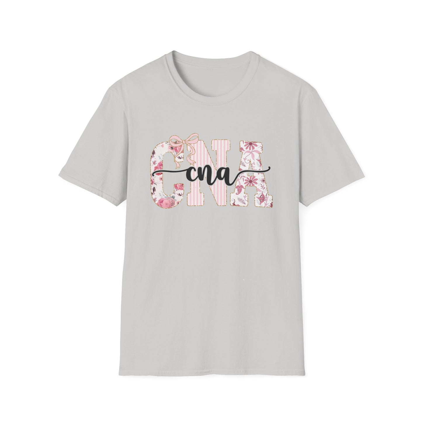 CNA Floral Monogram T-Shirt — Nurse CNA Gift, Pink Floral CNA Tee
