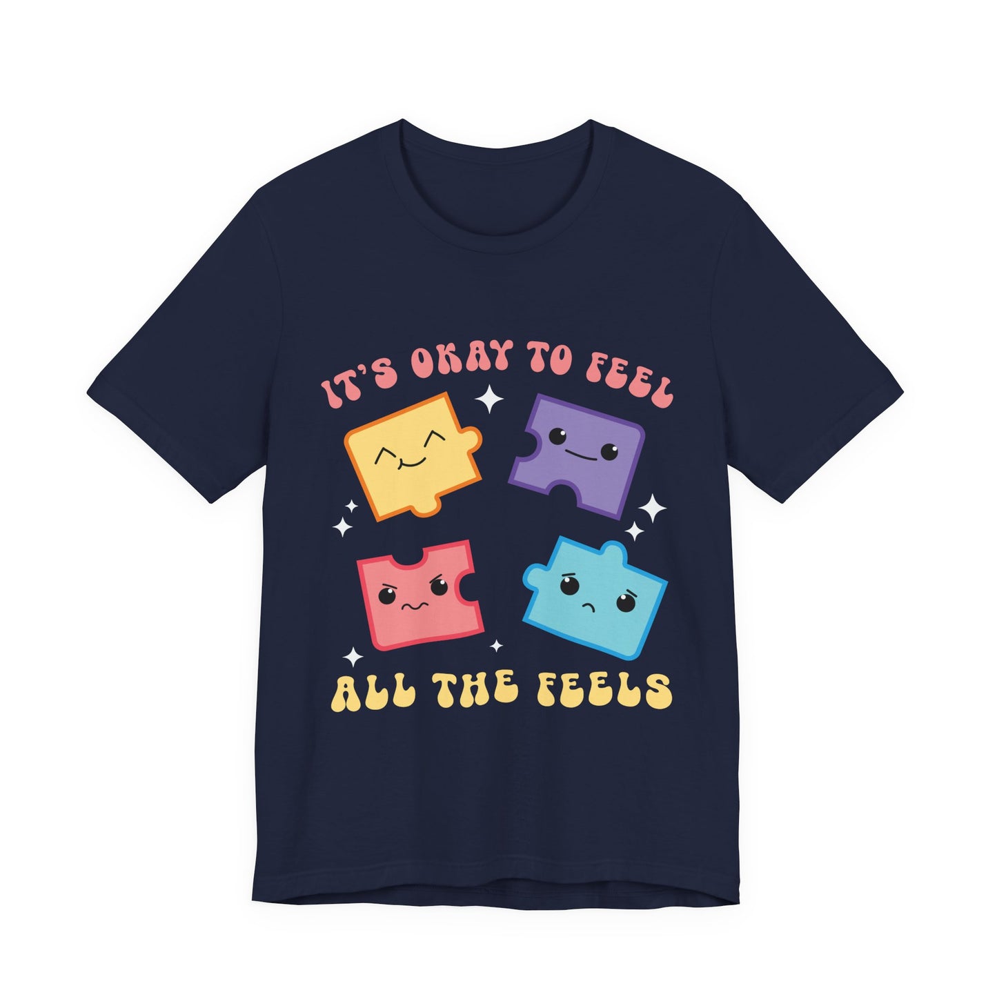 “It’s Okay to Feel” Puzzle Pieces Tee — Mental Health Awareness Comfort Shirt