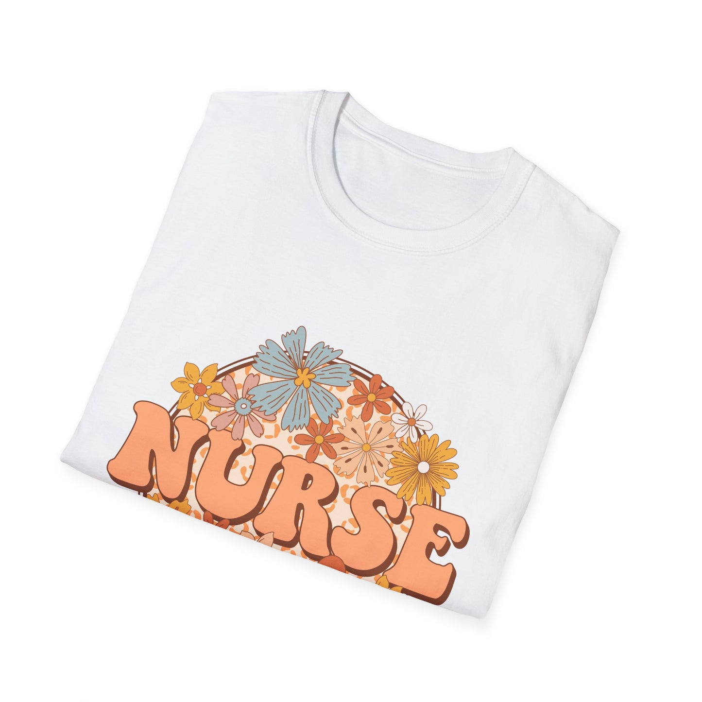 Nurse Floral Retro Tee — "NURSE" Vintage Flower Graphic T-Shirt