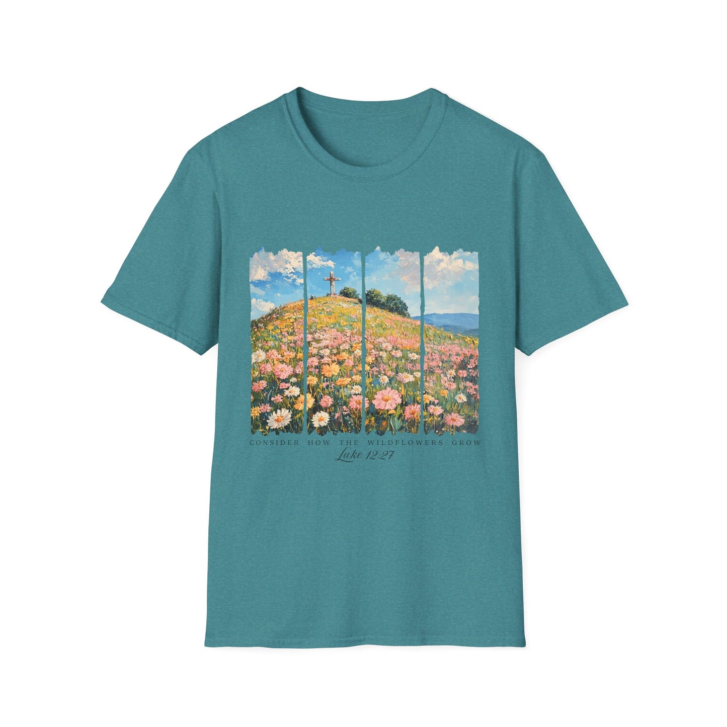 Wildflower Hills Scenic Tee — 'Live in It' Landscape Graphic T-Shirt