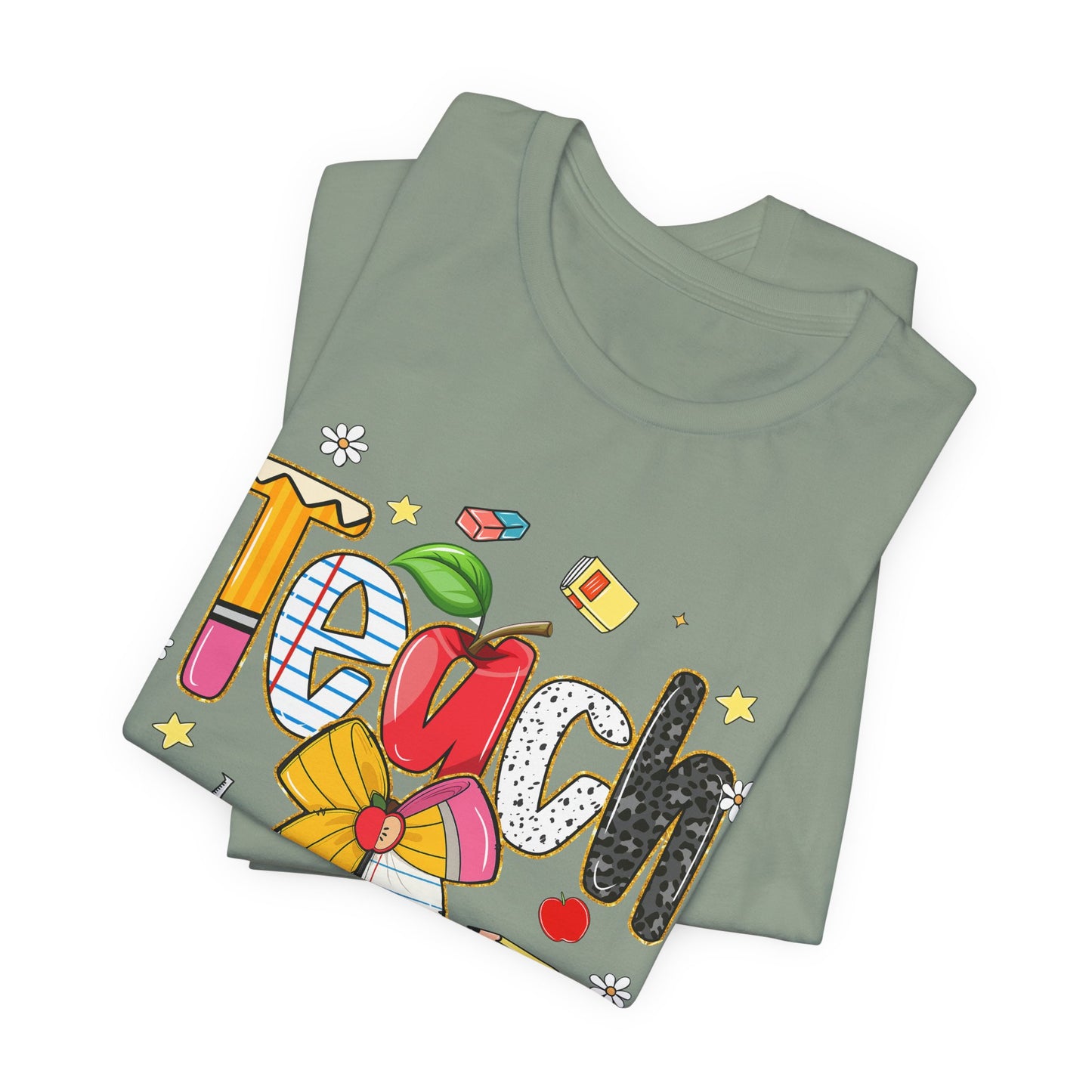 Teacher Floral Pencil Tee - "Teach" Cute School T-Shirt for Educators