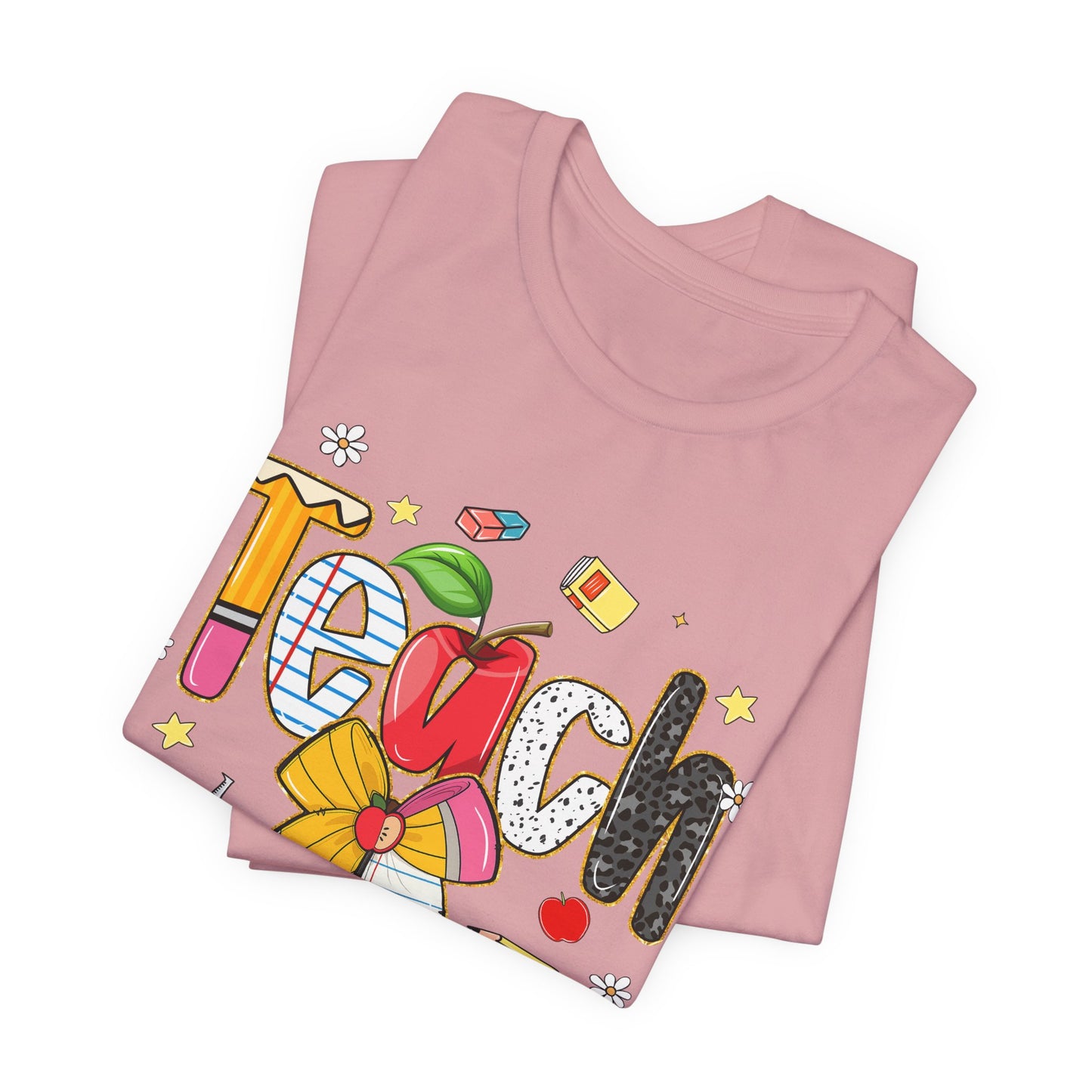 Teacher Floral Pencil Tee - "Teach" Cute School T-Shirt for Educators