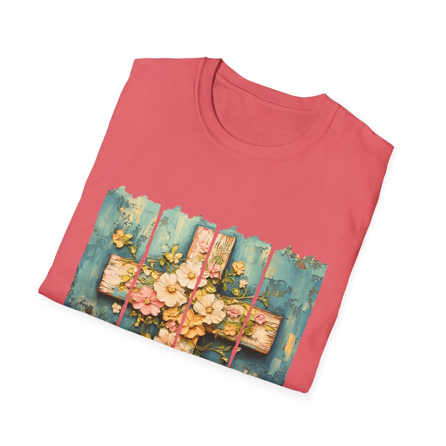 Floral Cross Christian T-Shirt — Faith, Hope & New Life Easter Tee