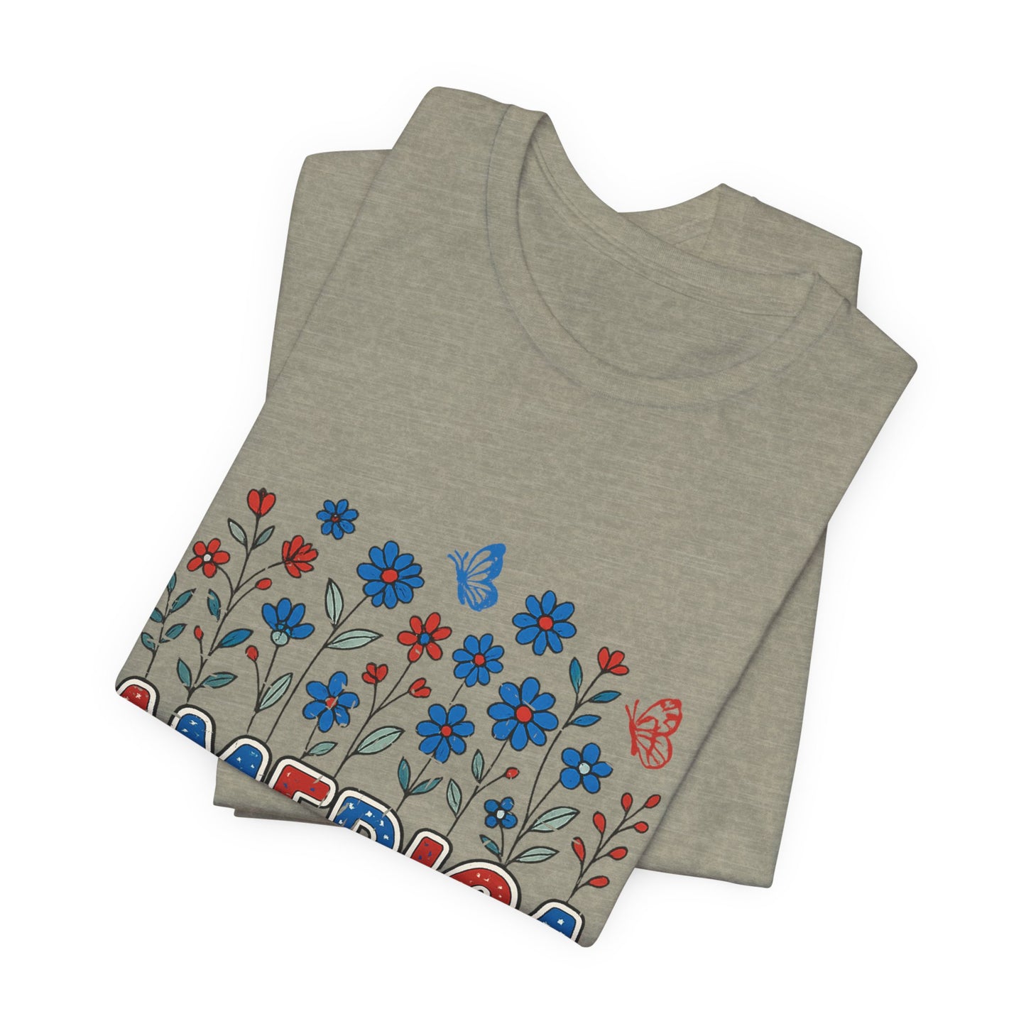 America Floral Tee — Patriotic Freedom, Bravery & Independence T-Shirt