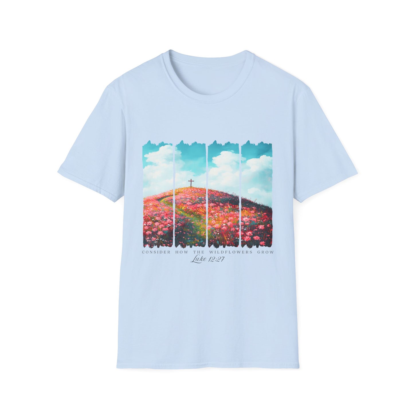 Christian Cross Meadow T-Shirt — Hope on the Hill Floral Graphic Tee