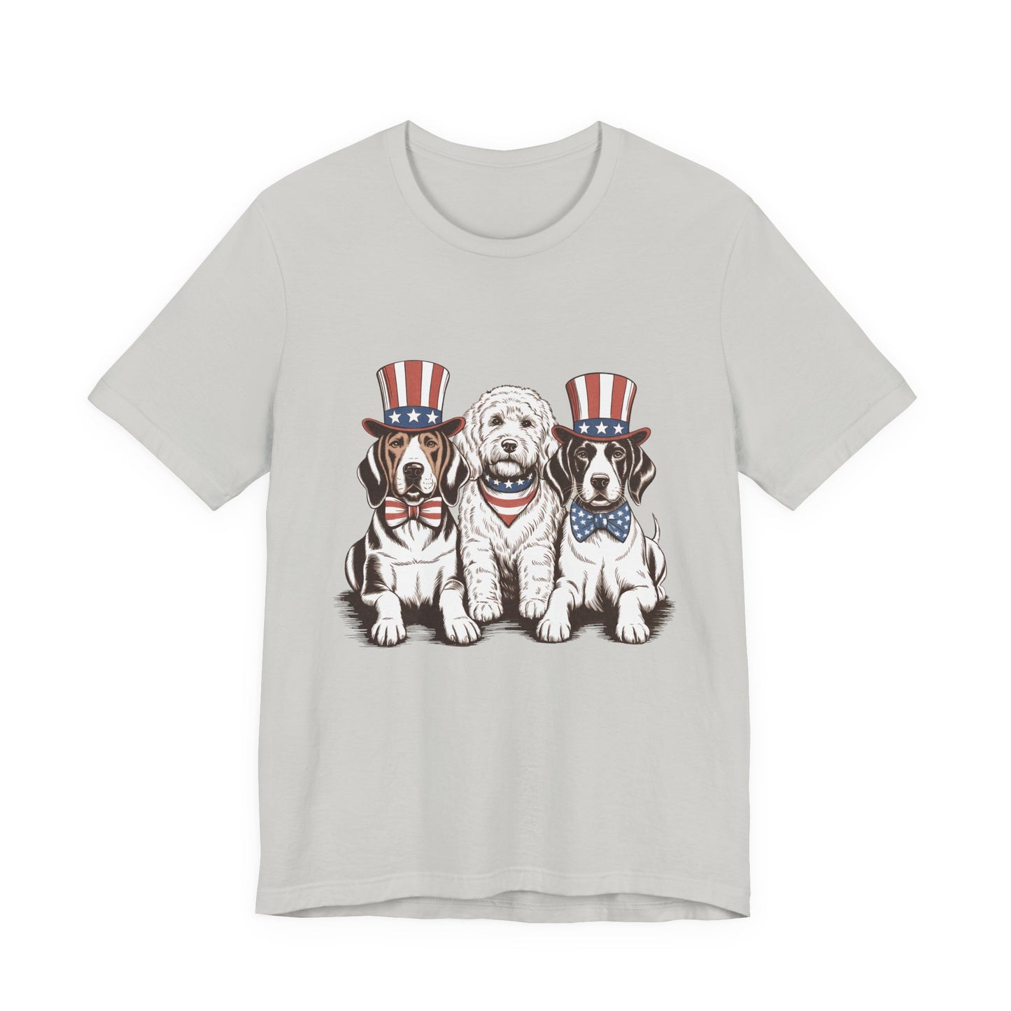 Patriotic Puppies T-Shirt — 4th of July Dog Tee with Uncle Sam Hats