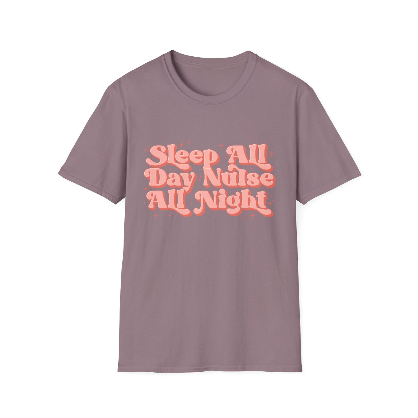 Sleep All Day Nurse All Night T-Shirt — Cute Retro Nurse Tee for Healthcare Workers