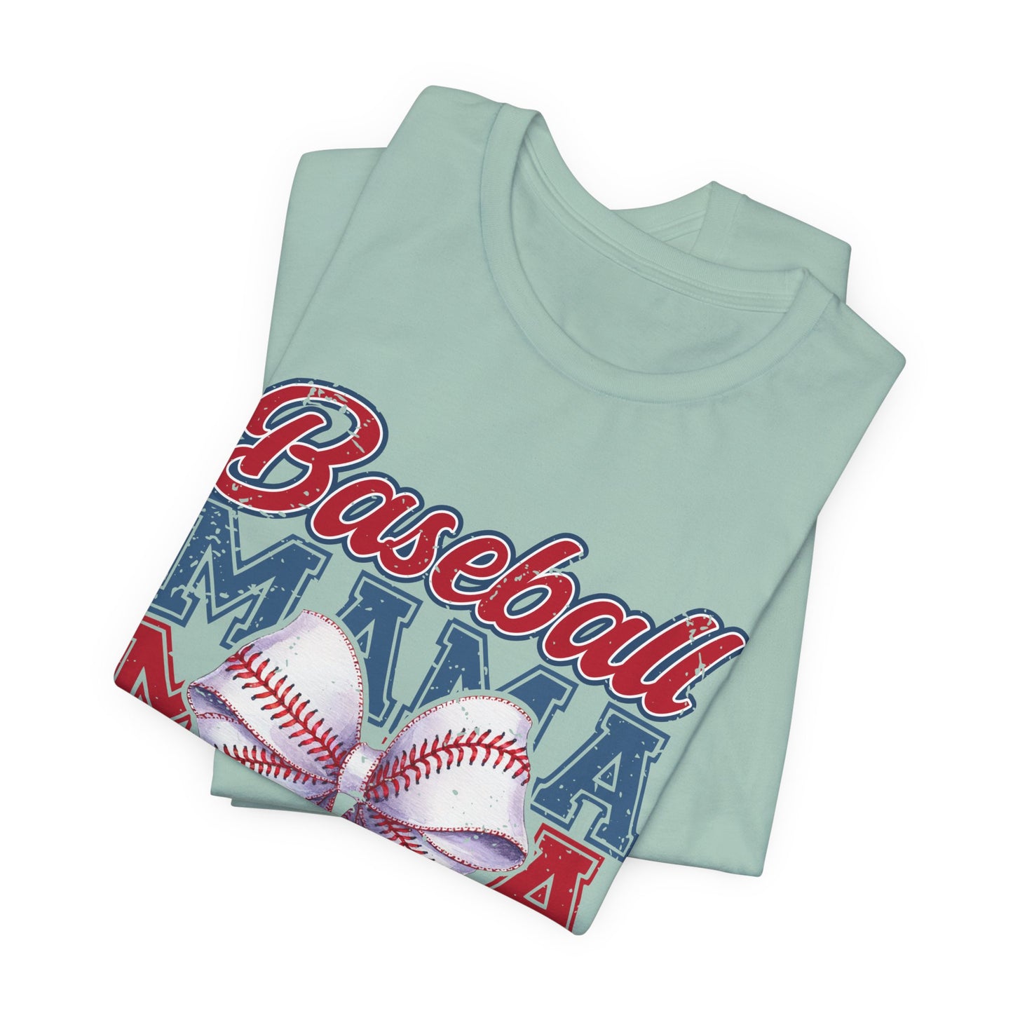 Baseball Mama Tee – Patriotic Bow Soft Cotton T‑Shirt for Baseball Moms