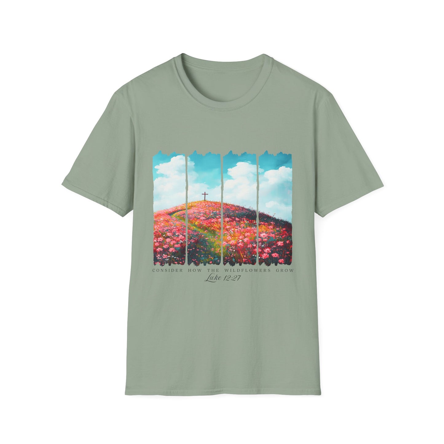 Christian Cross Meadow T-Shirt — Hope on the Hill Floral Graphic Tee
