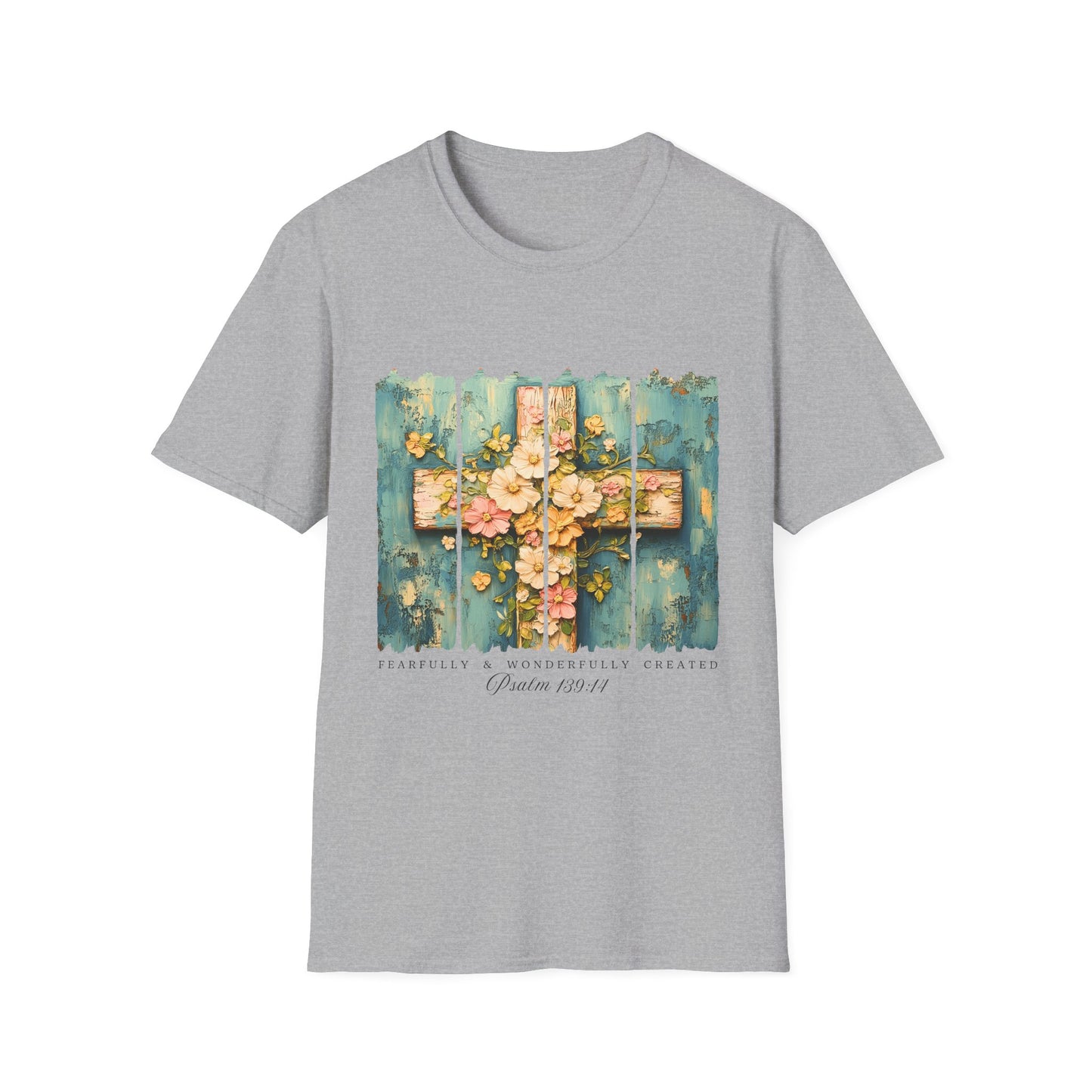 Floral Cross Christian T-Shirt — Faith, Hope & New Life Easter Tee