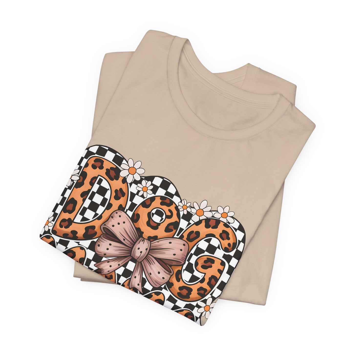 Dog Mama Leopard Print Tee — Floral Bow Pet Lover T‑Shirt