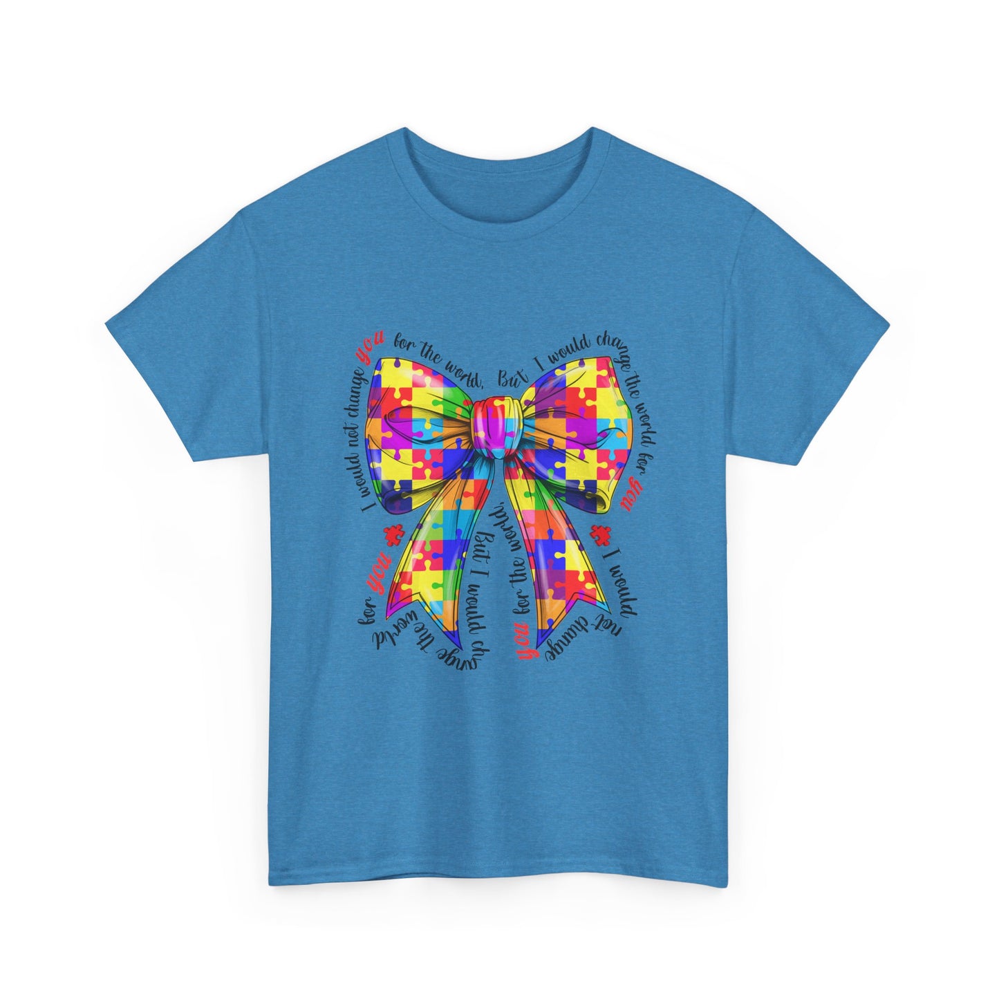 Autism Puzzle Ribbon Tee — Colorful Awareness Bow Shirt