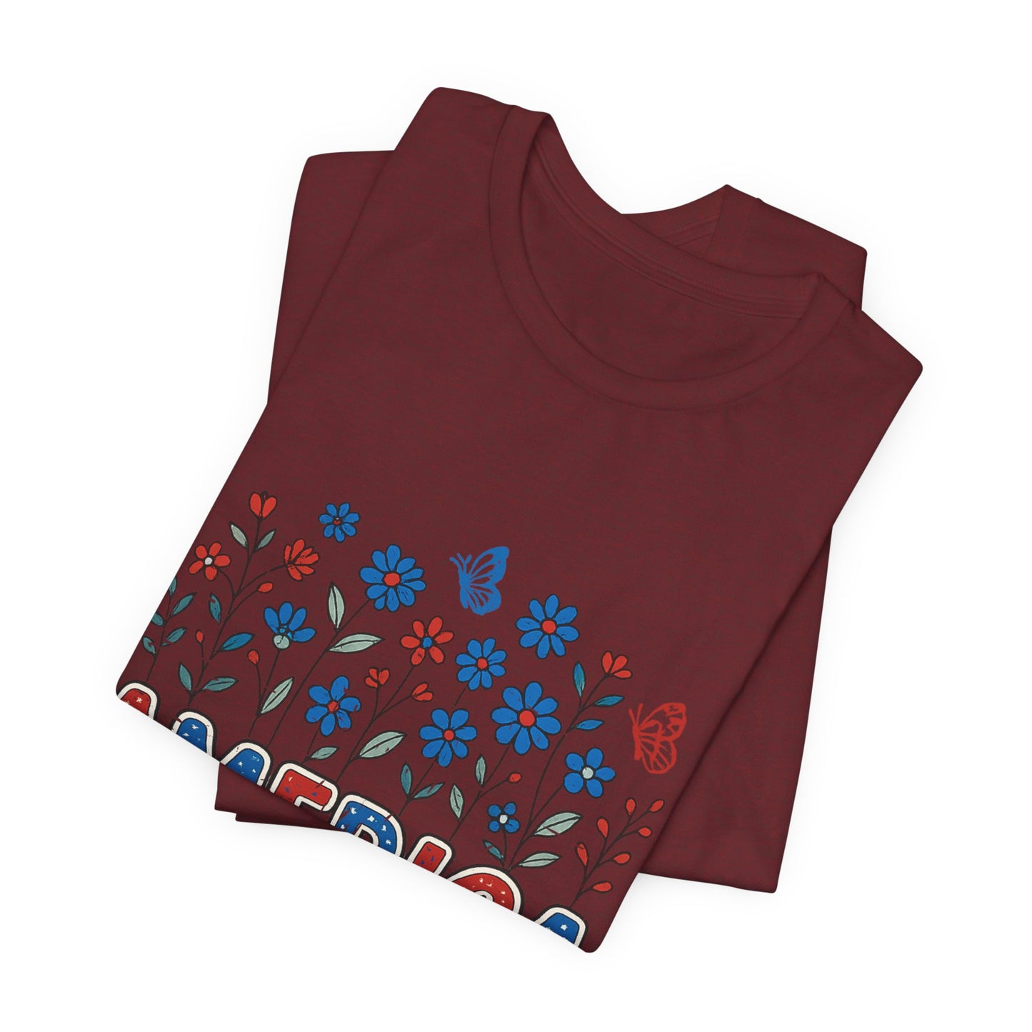 America Floral Tee — Patriotic Freedom, Bravery & Independence T-Shirt