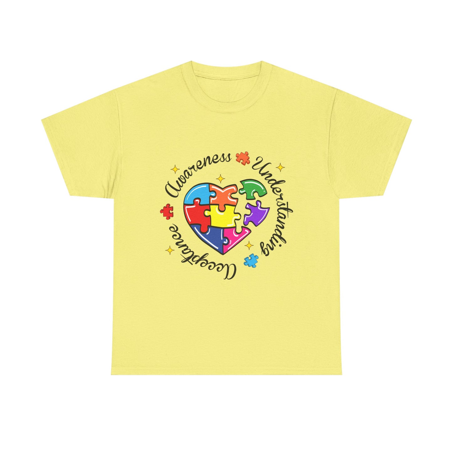 Autism Awareness Puzzle Heart T-Shirt – 'Awareness, Understanding, Acceptance'