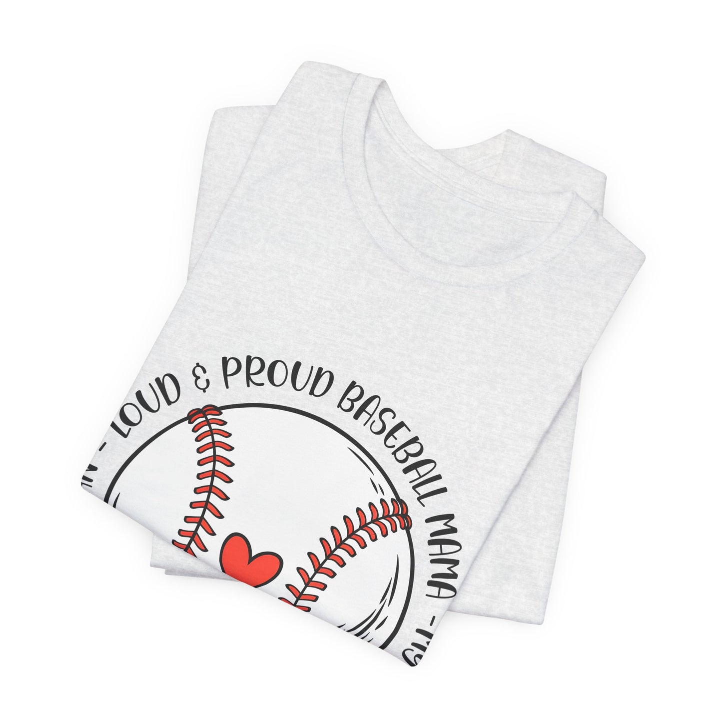 Baseball Mom Tee – Proud Baseball Mama Graphic Shirt (Heart & Stitch Design)
