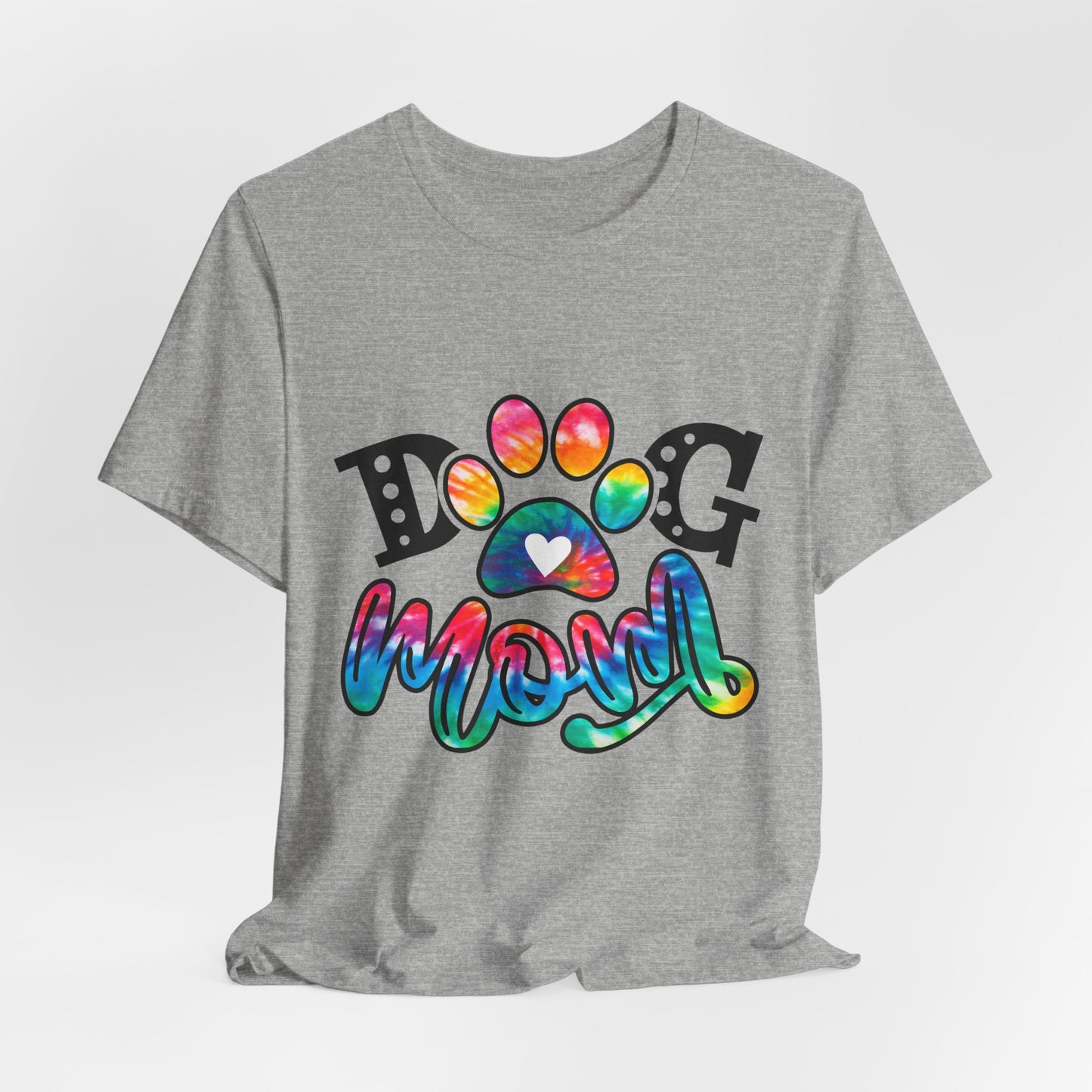 Dog Mom T-Shirt - Colorful Rainbow Paw Design