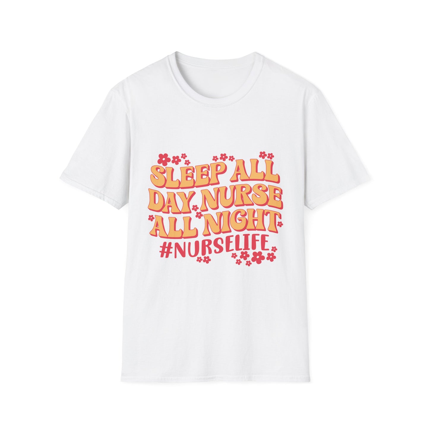 Nurse Life T-Shirt - "Sleep All Day, Nurse All Night" Retro Floral Tee