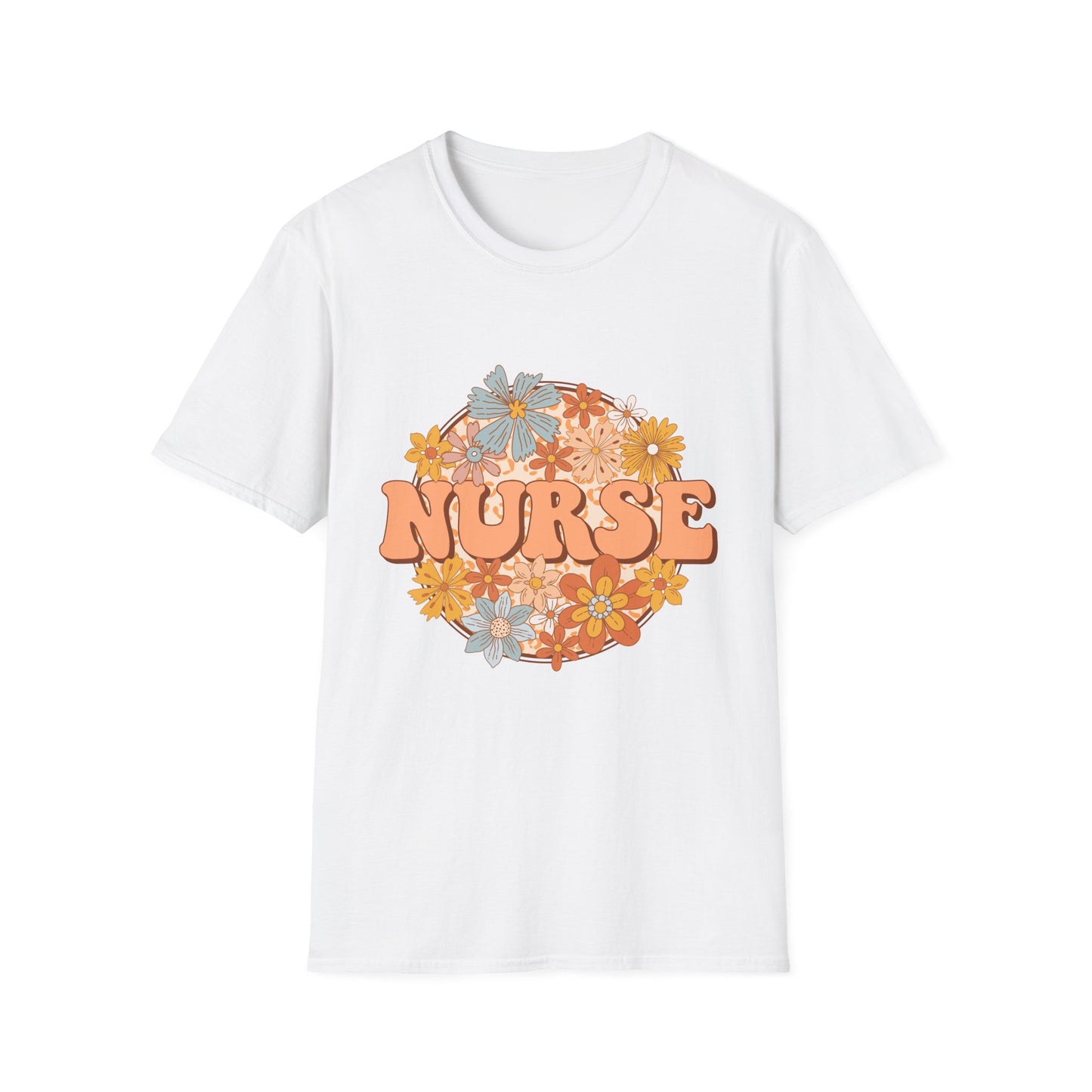 Nurse Floral Retro Tee — "NURSE" Vintage Flower Graphic T-Shirt